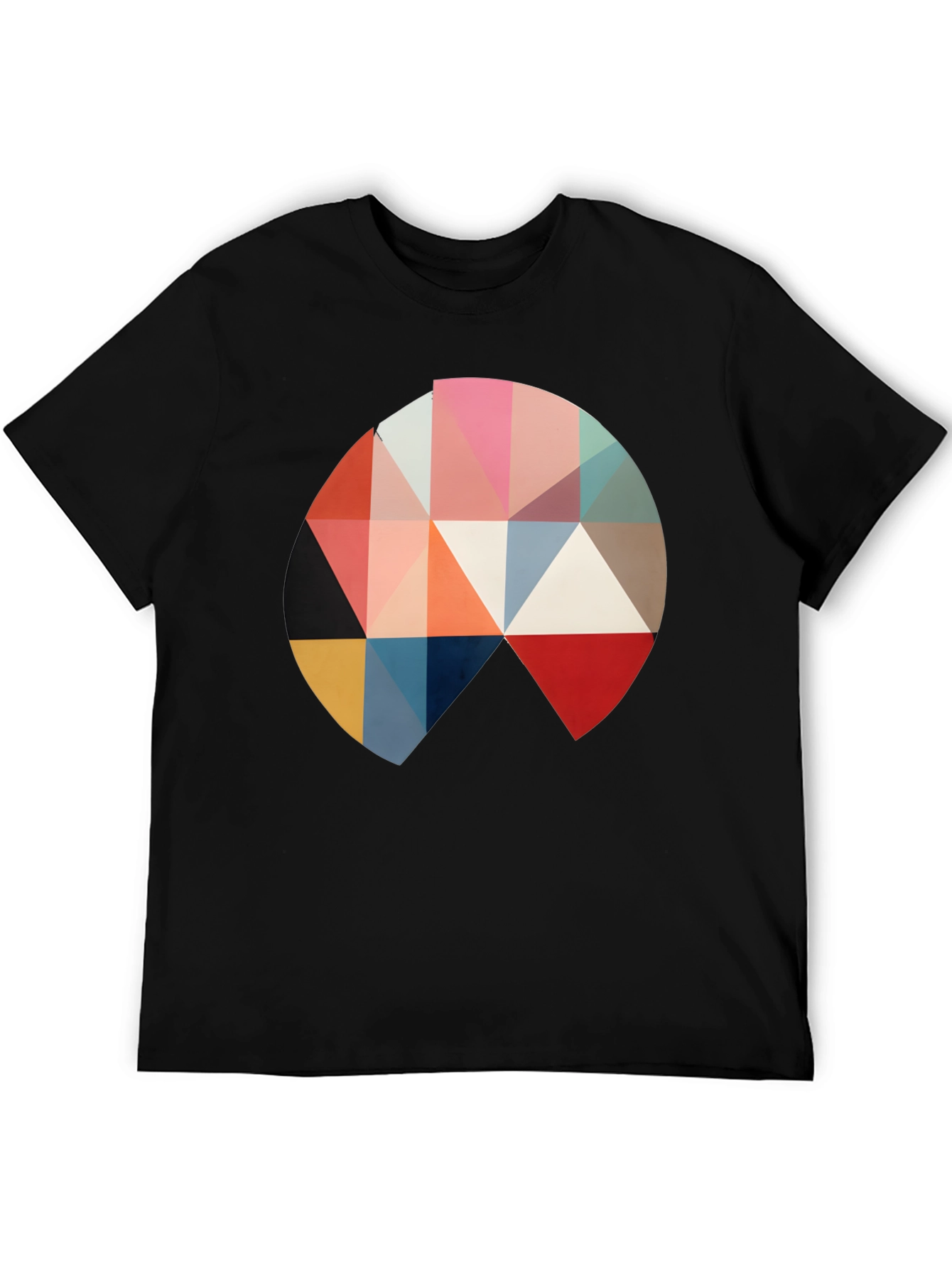 Geometric Triangle Circle Graphic Black T-Shirt