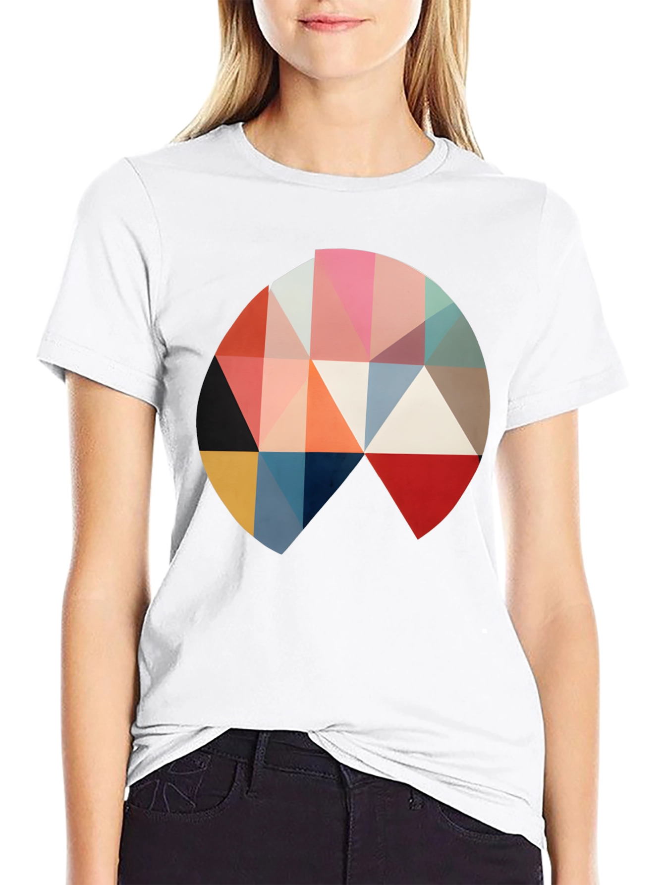 Geometric Triangle Circle Graphic Black T-Shirt