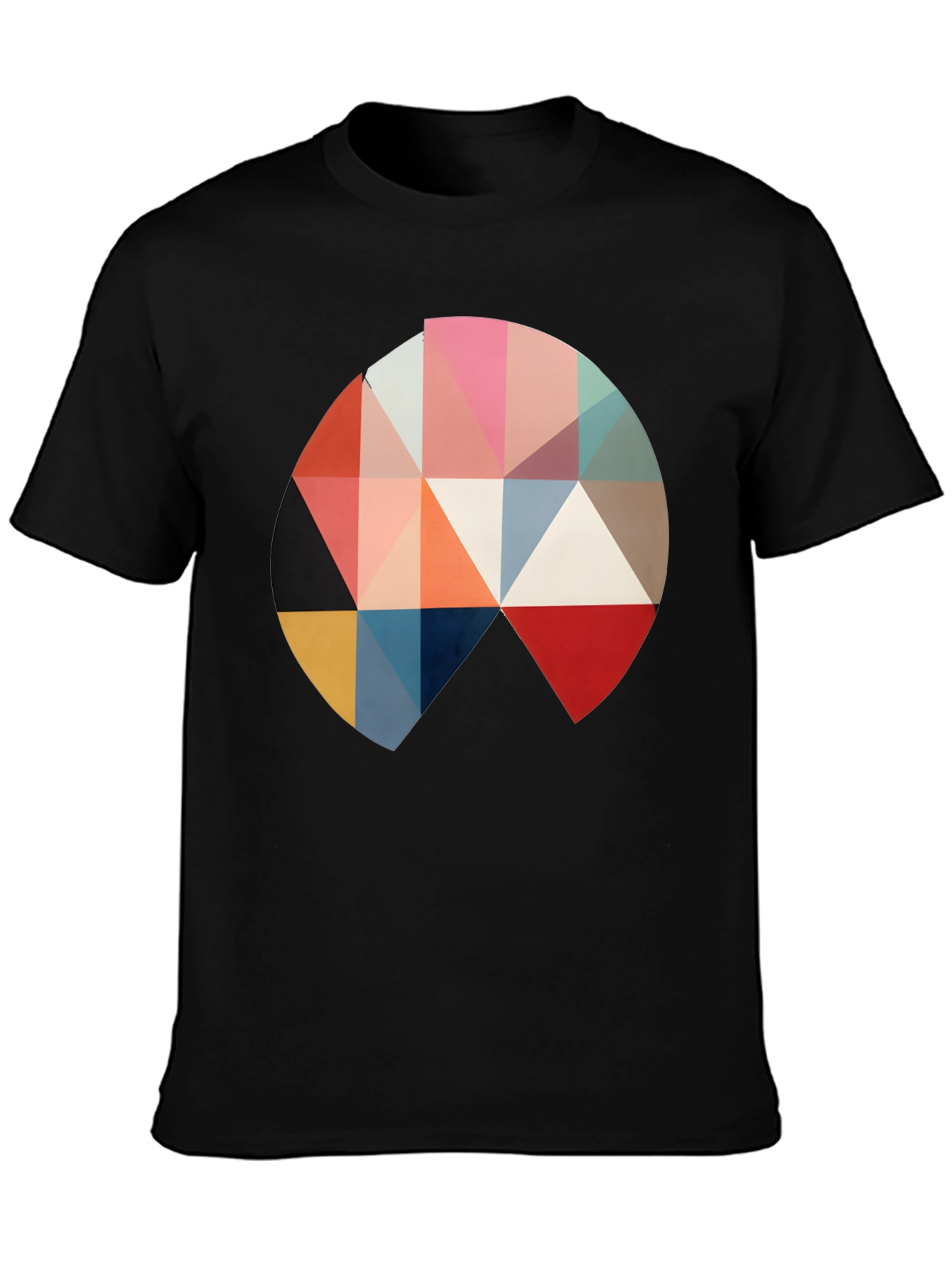 Geometric Triangle Circle Graphic Black T-Shirt