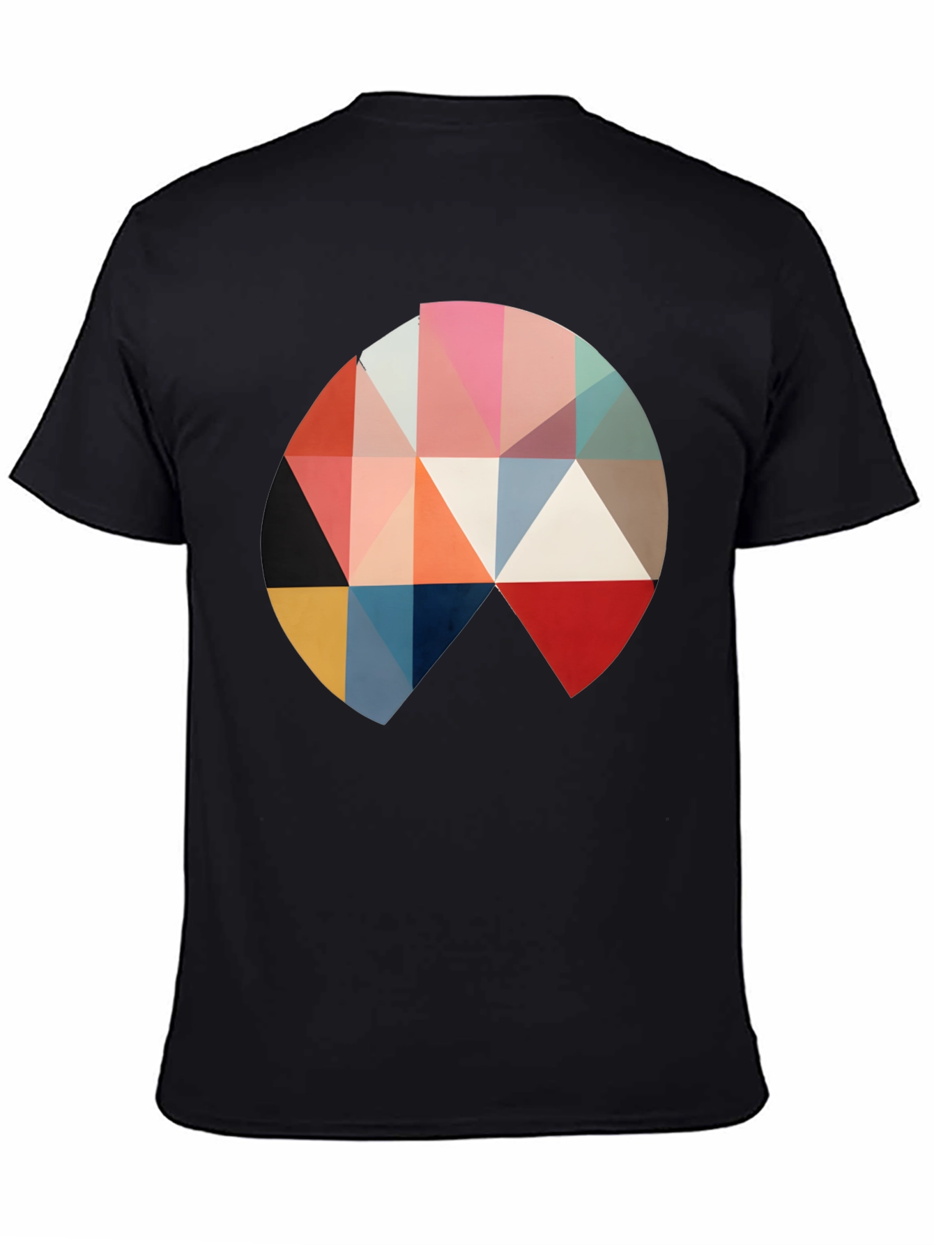 Geometric Triangle Circle Graphic Black T-Shirt