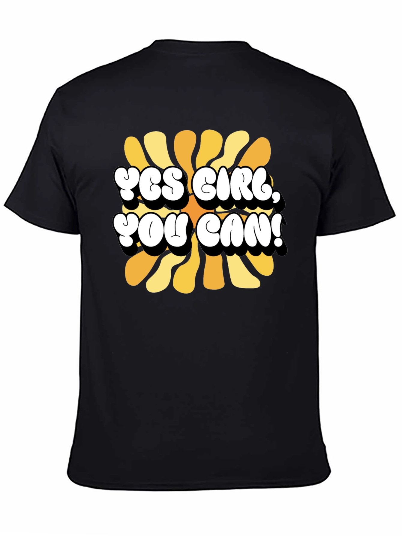 Yes Girl You Can T-Shirt Black Cotton Graphic Tee