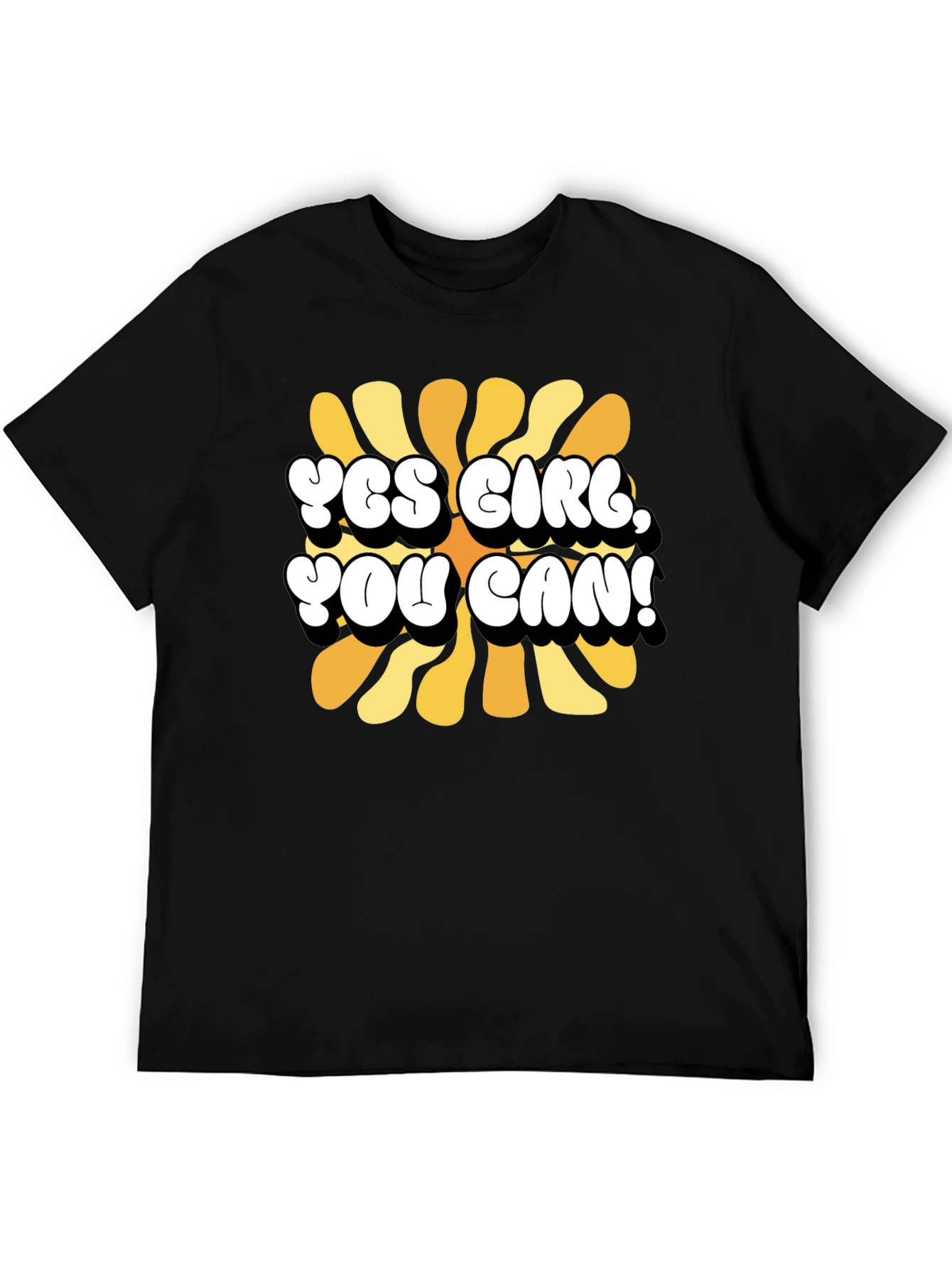 Yes Girl You Can T-Shirt Black Cotton Graphic Tee