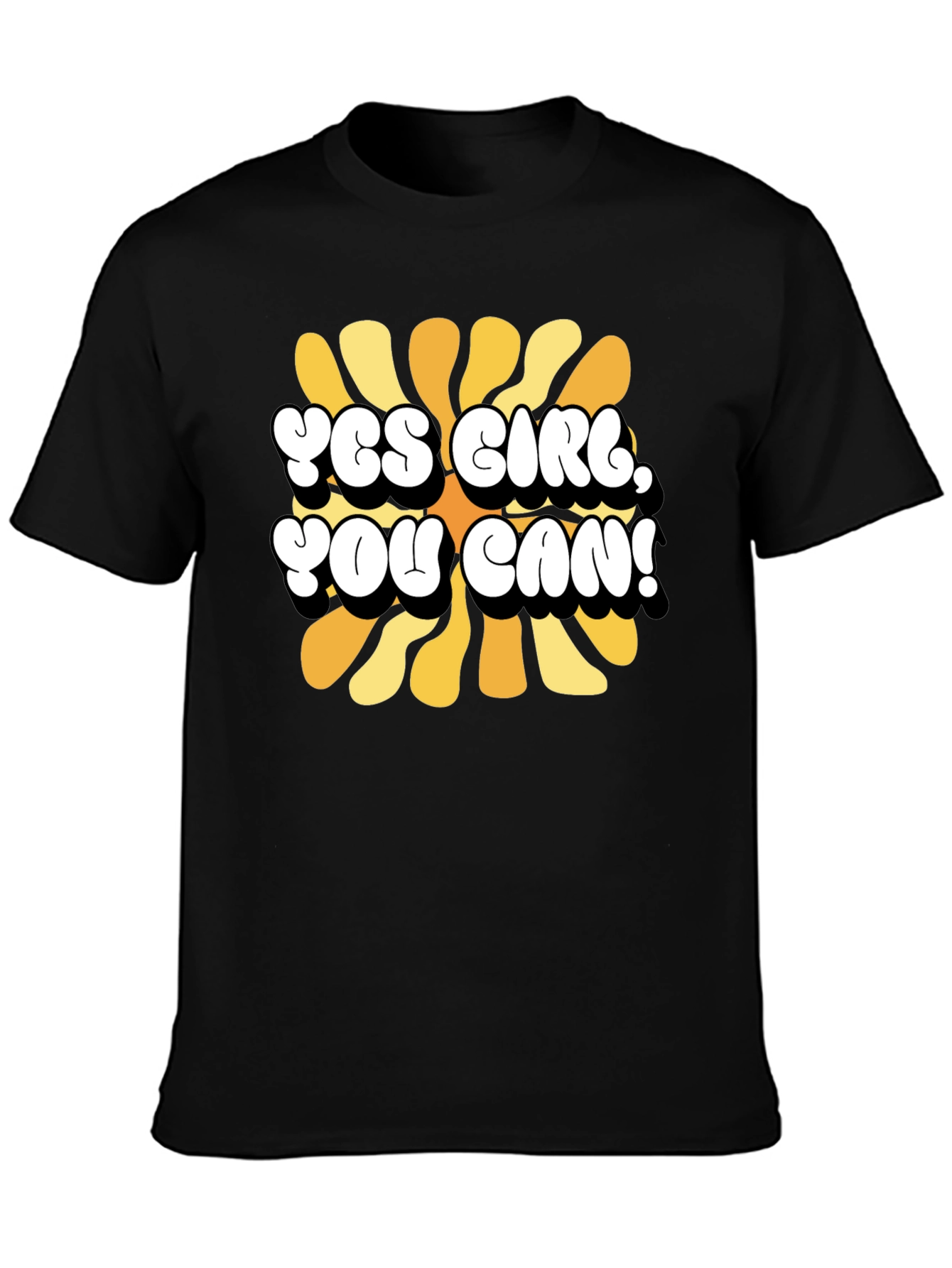 Yes Girl You Can T-Shirt Black Cotton Graphic Tee
