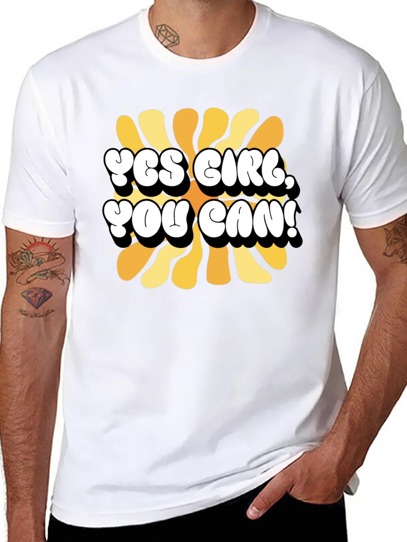 Yes Girl You Can T-Shirt Black Cotton Graphic Tee