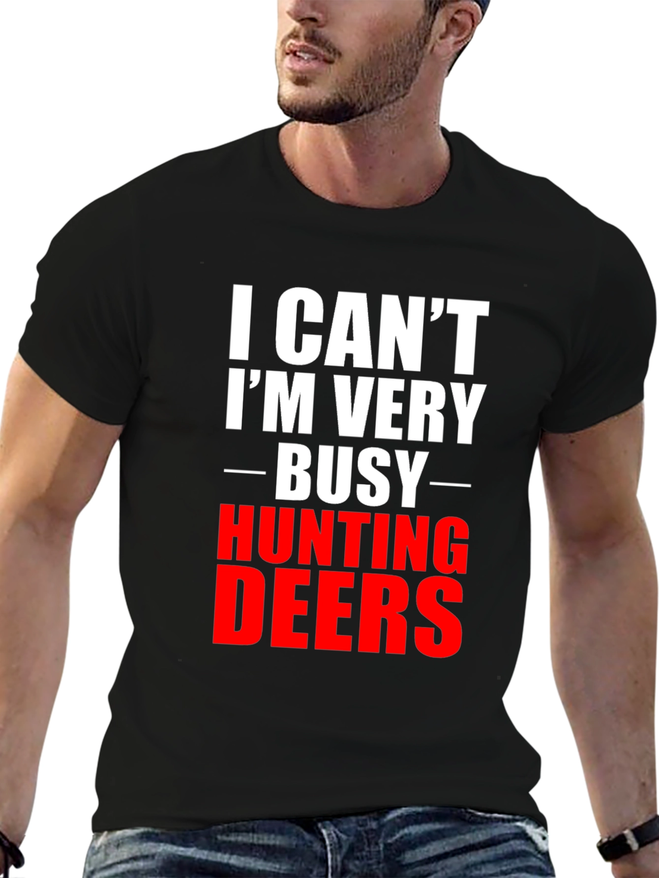 Funny Hunting Deers Graphic Tee - Mens T-Shirt