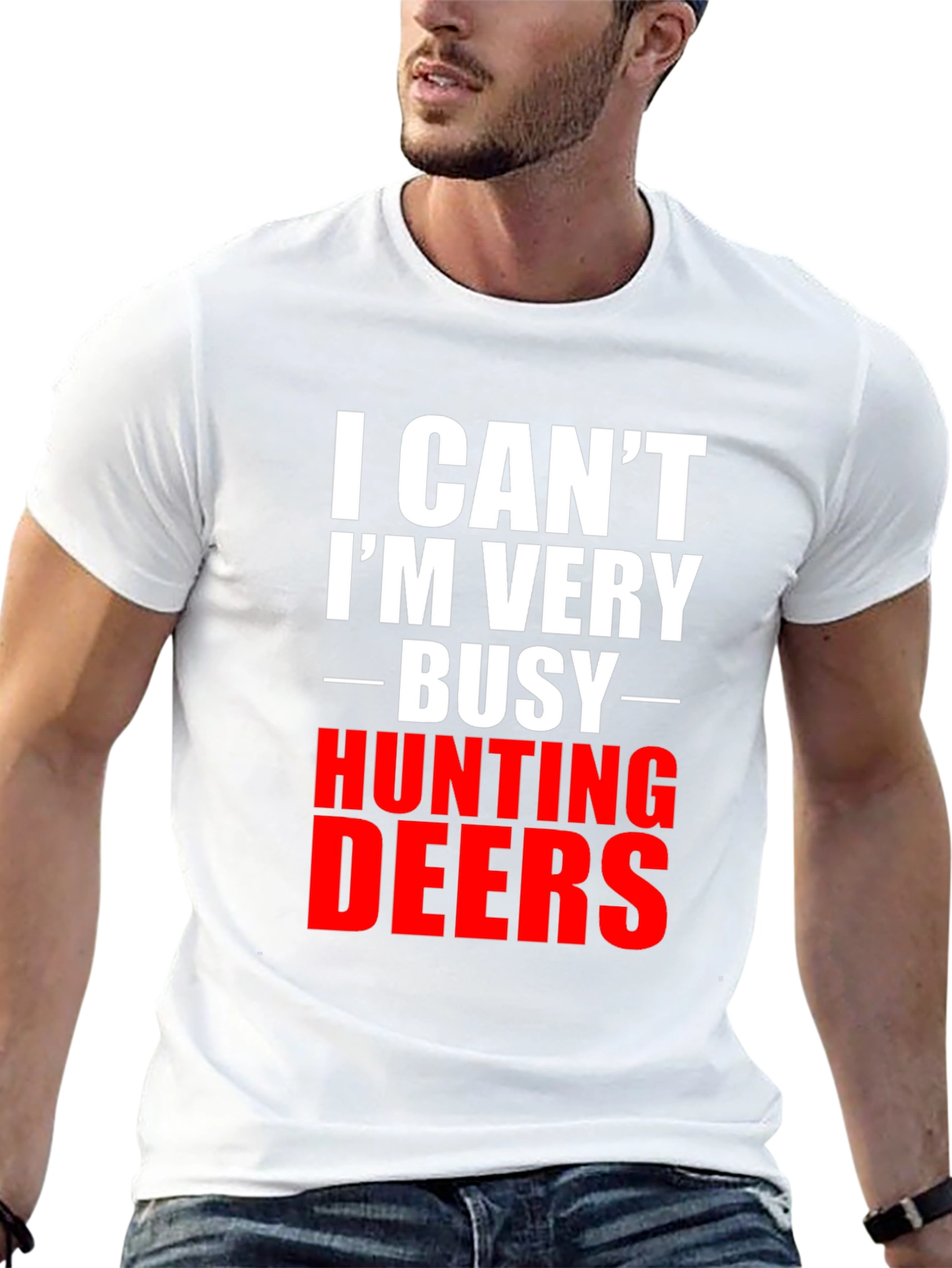 Funny Hunting Deers Graphic Tee - Mens T-Shirt