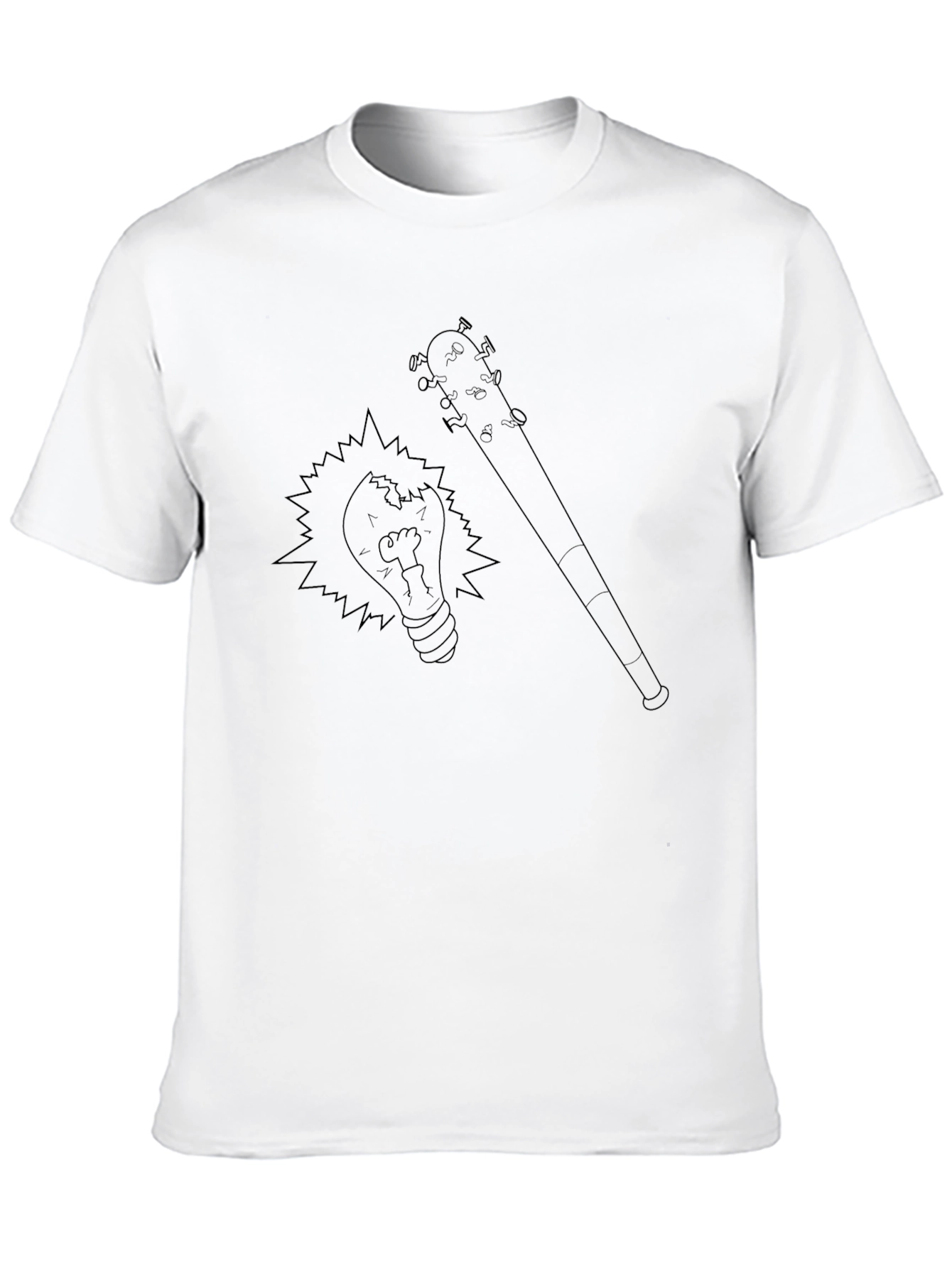Cracked Bulb & Baseball Bat Graphic T-Shirt