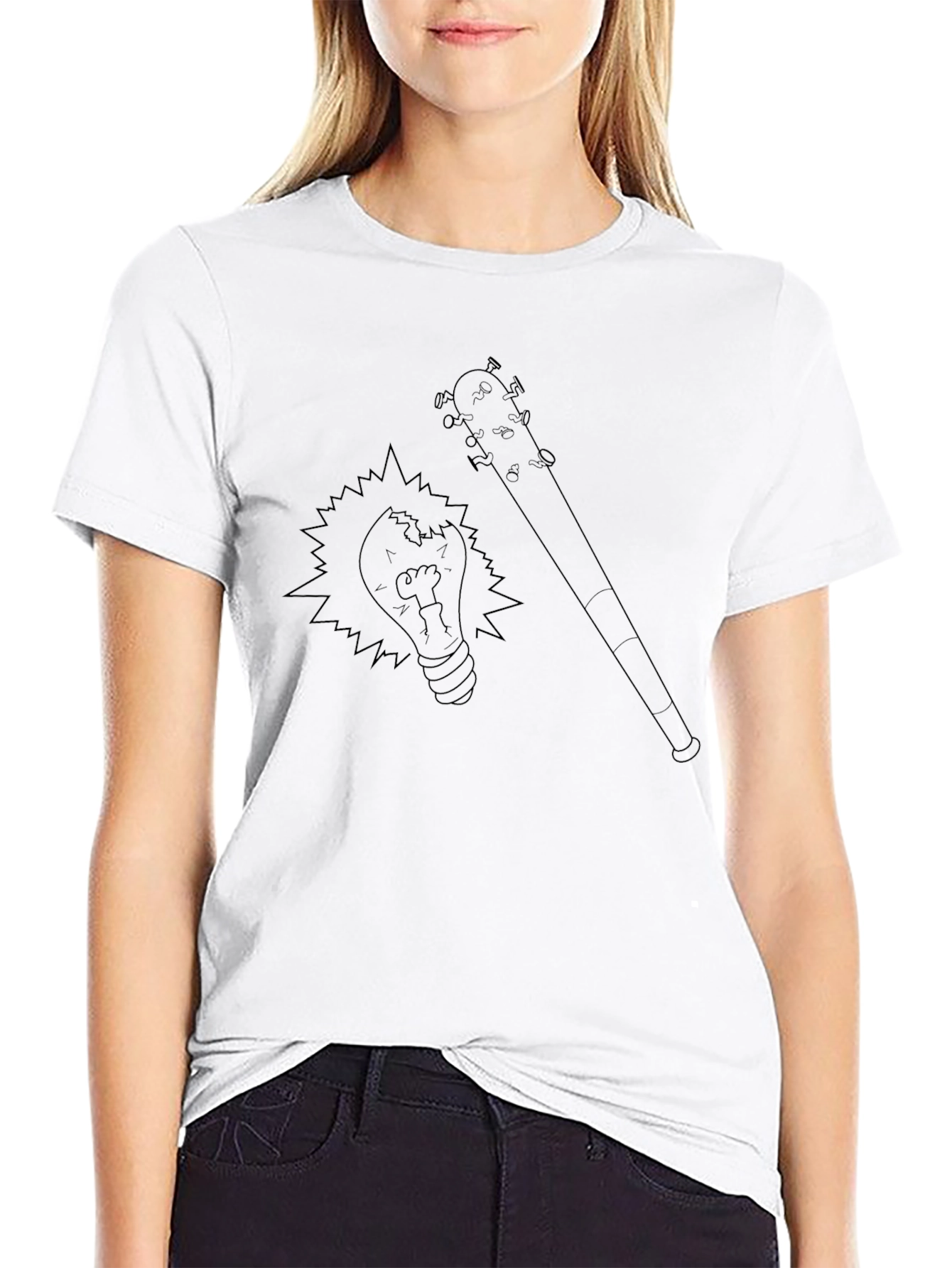 Cracked Bulb & Baseball Bat Graphic T-Shirt