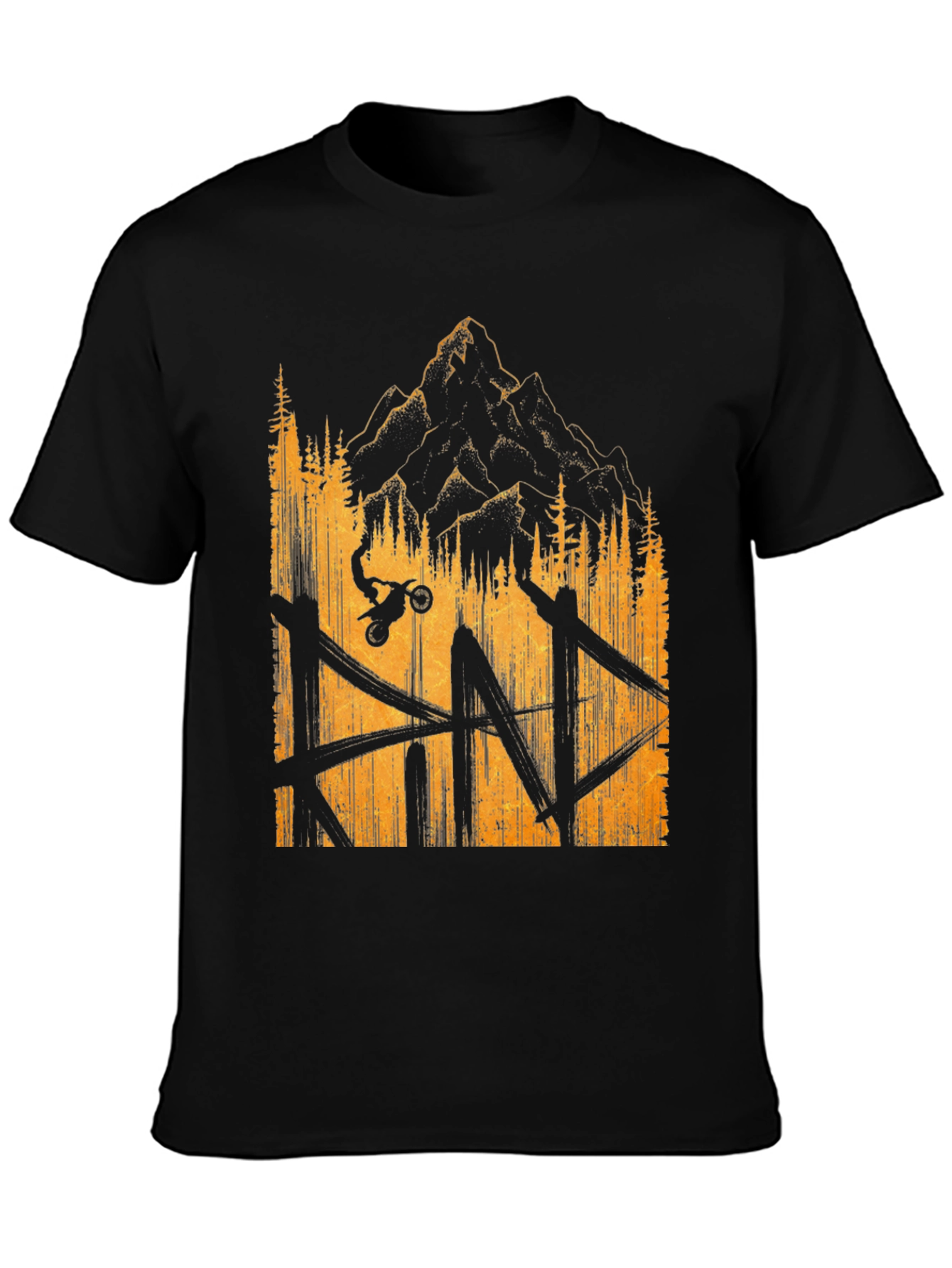 Mountain Bike Graphic Tee - Black Casual T-Shirt