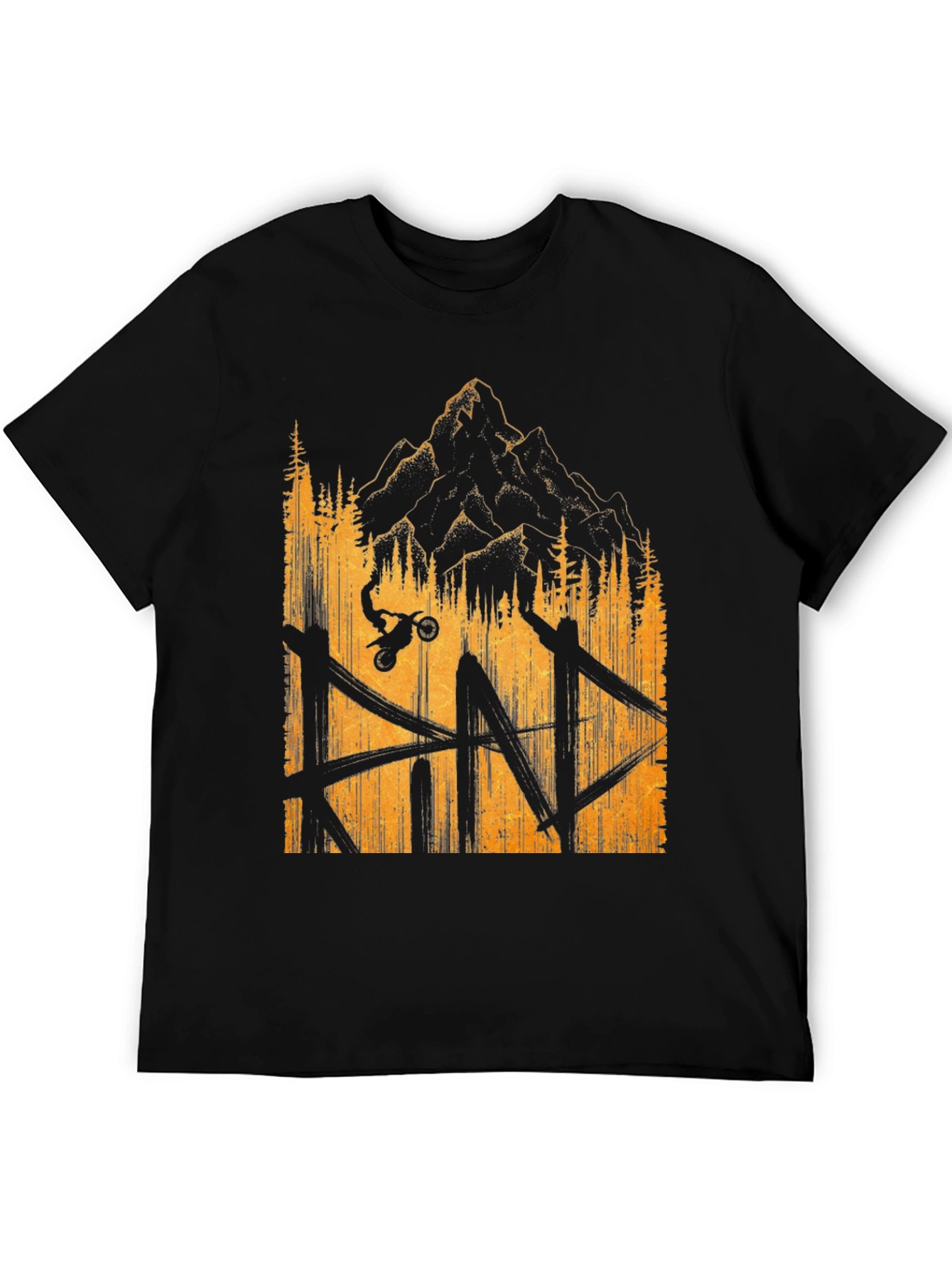 Mountain Bike Graphic Tee - Black Casual T-Shirt