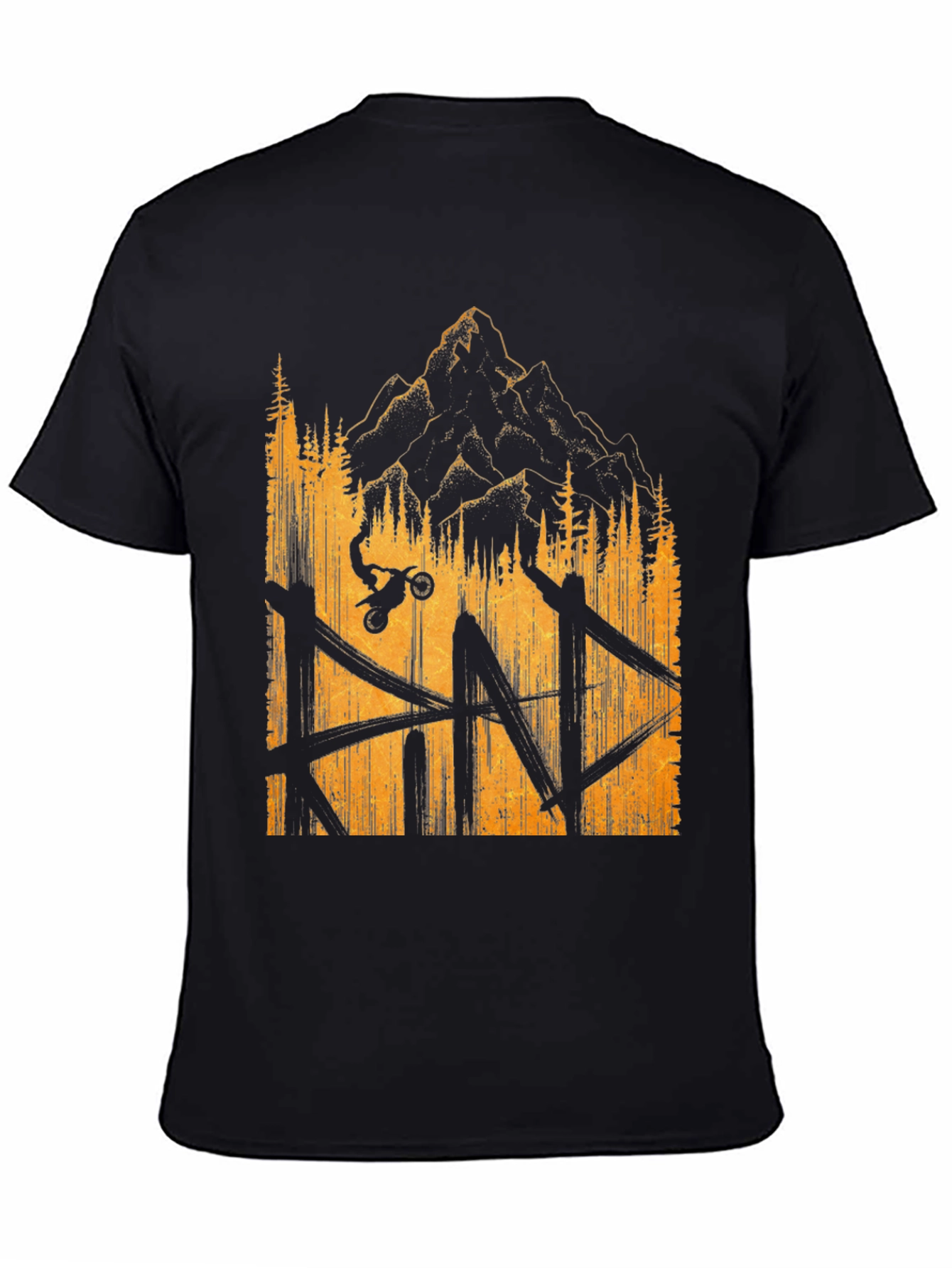 Mountain Bike Graphic Tee - Black Casual T-Shirt