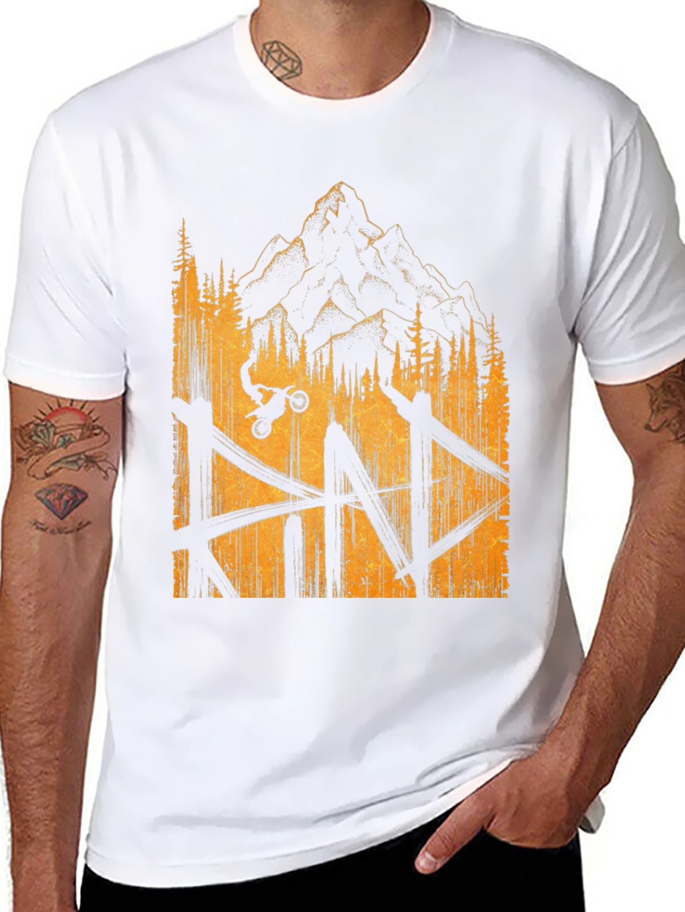 Mountain Bike Graphic Tee - Black Casual T-Shirt