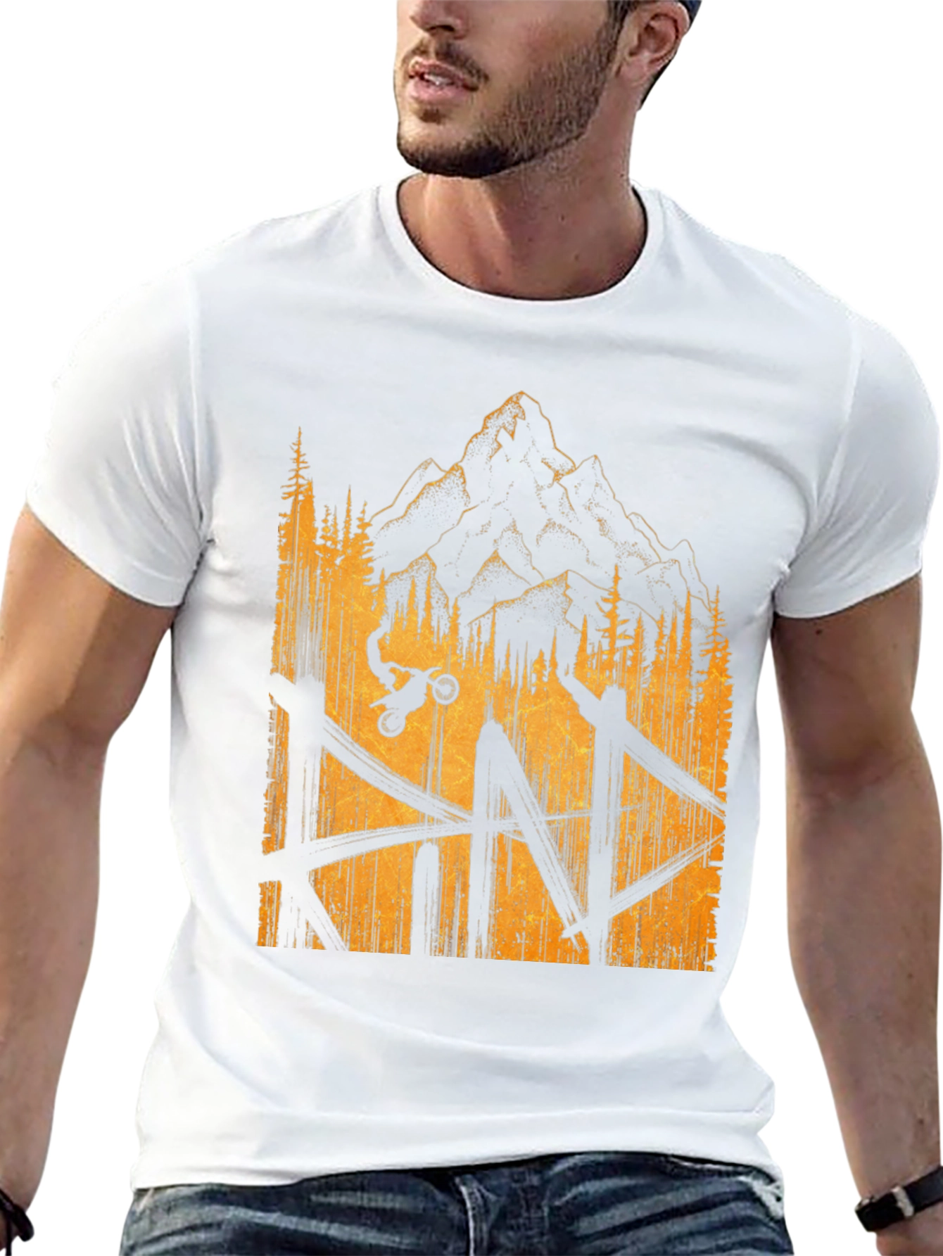 Mountain Bike Graphic Tee - Black Casual T-Shirt