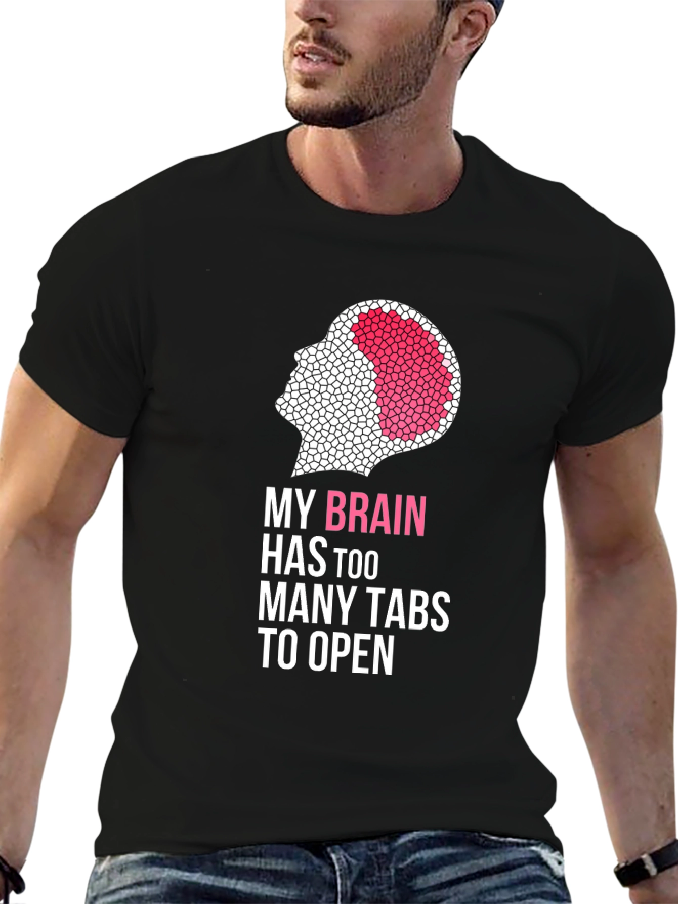 Brain Too Many Tabs Black Graphic Tee
