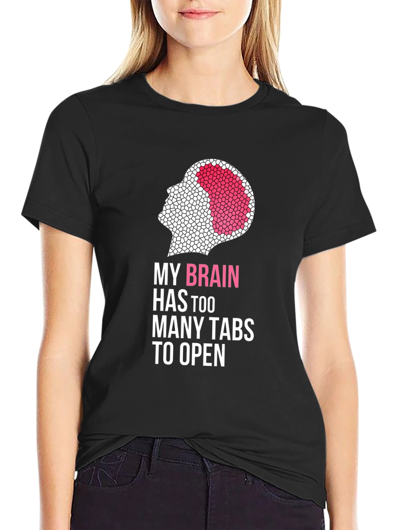 Brain Too Many Tabs Black Graphic Tee