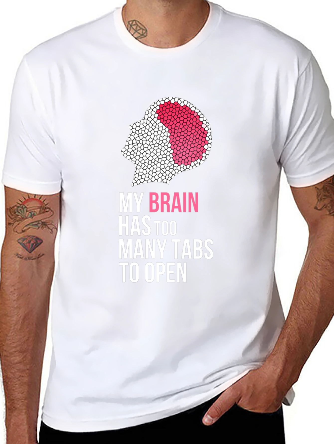 Brain Too Many Tabs Black Graphic Tee