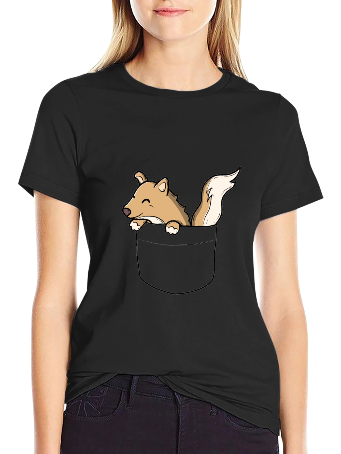 Pocket Squirrel Graphic Tee - Black T-Shirt