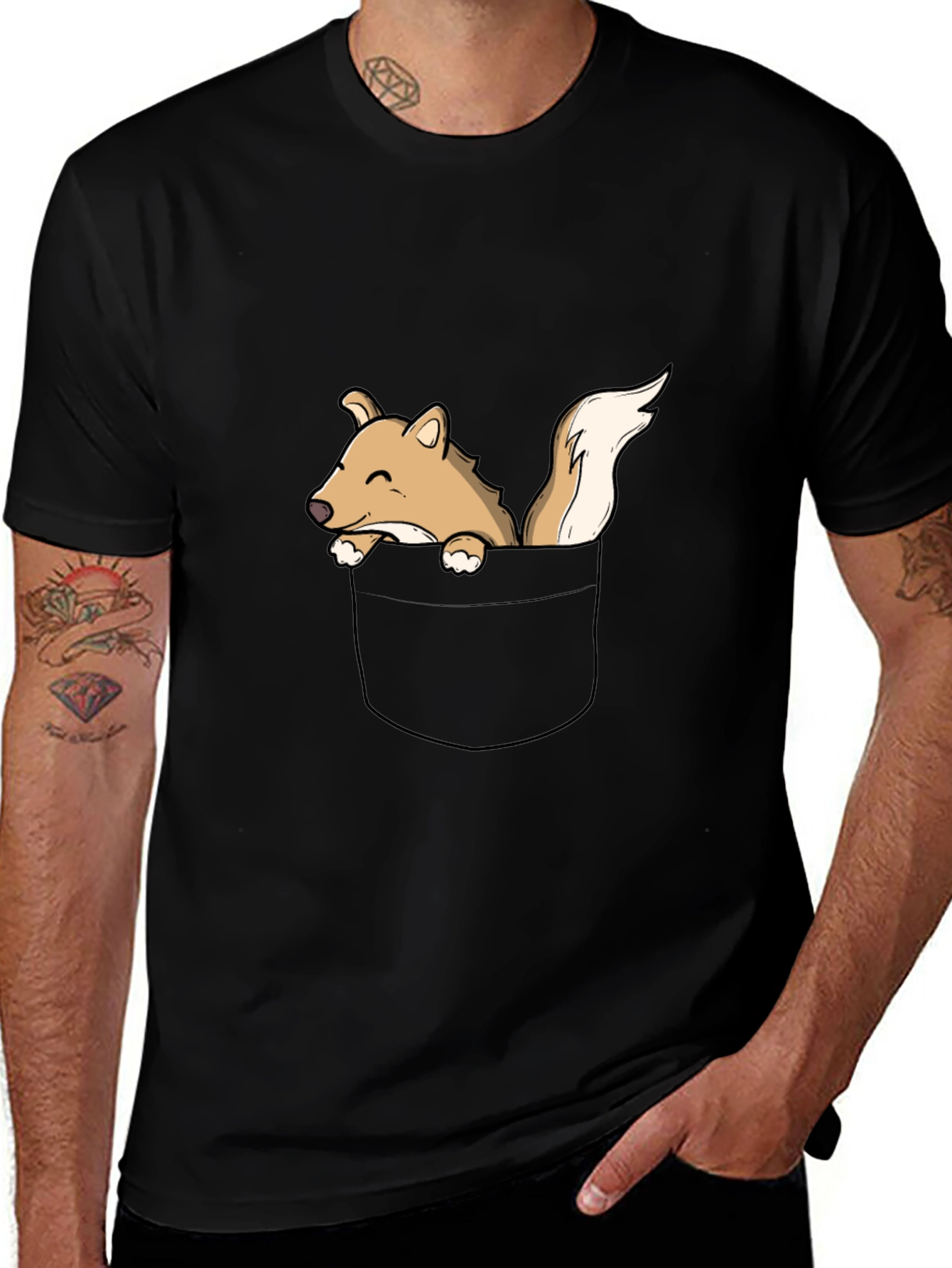 Pocket Squirrel Graphic Tee - Black T-Shirt