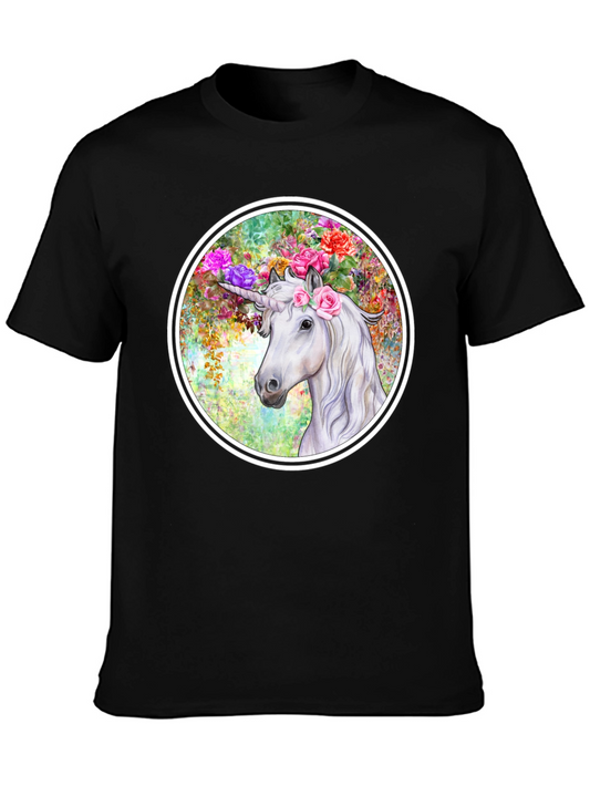 Unicorn Floral T-Shirt - Fantasy Graphic Tee
