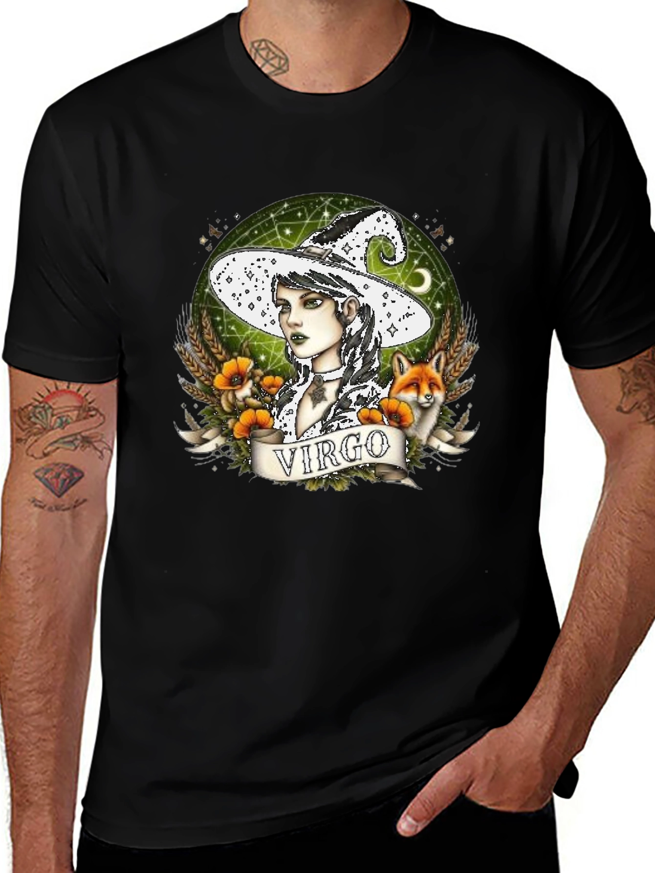 Virgo Witch Graphic T-Shirt - Unique Zodiac Design