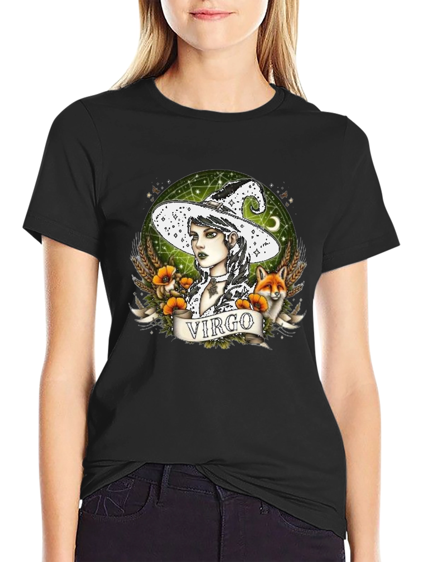 Virgo Witch Graphic T-Shirt - Unique Zodiac Design