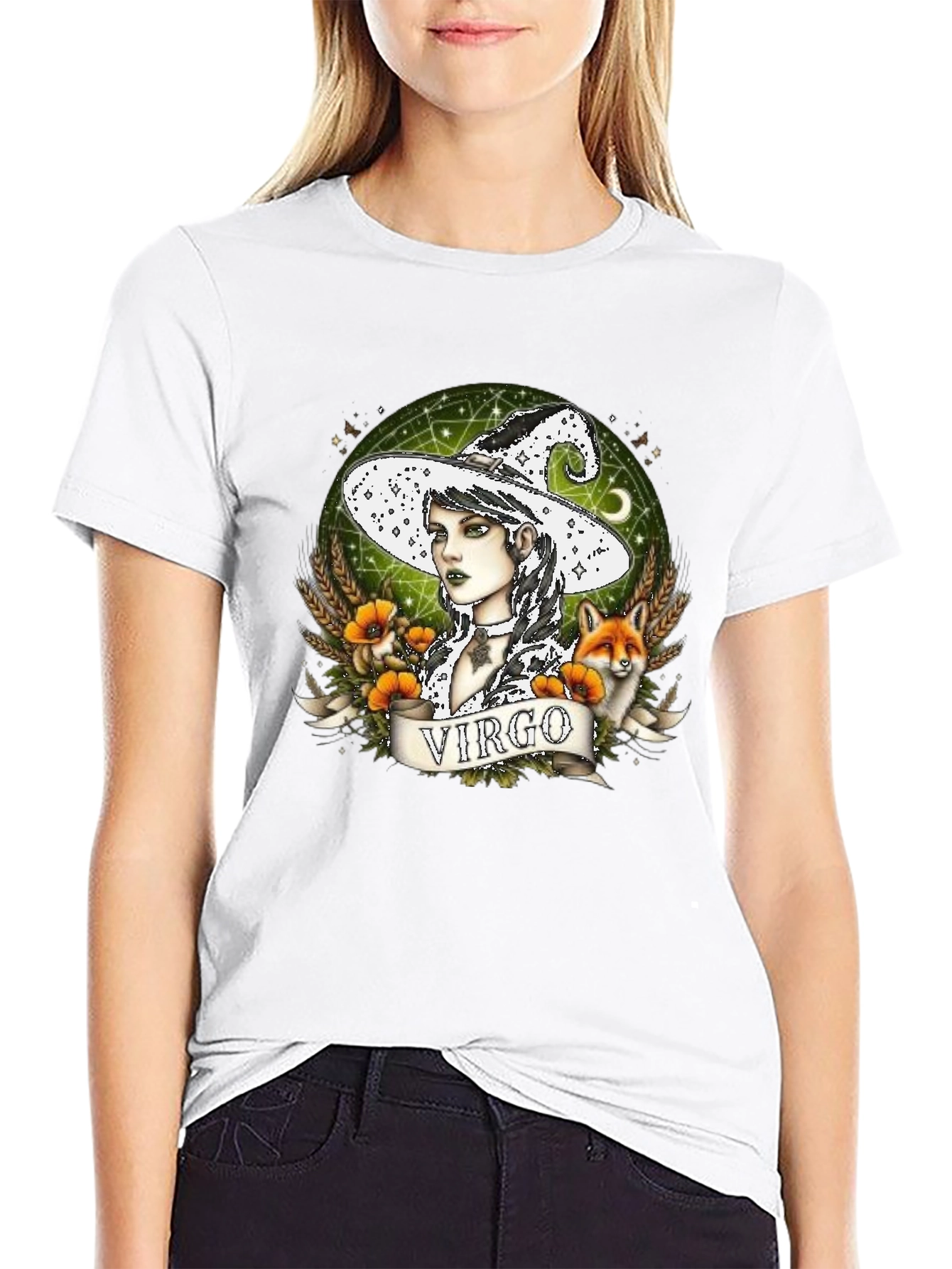 Virgo Witch Graphic T-Shirt - Unique Zodiac Design