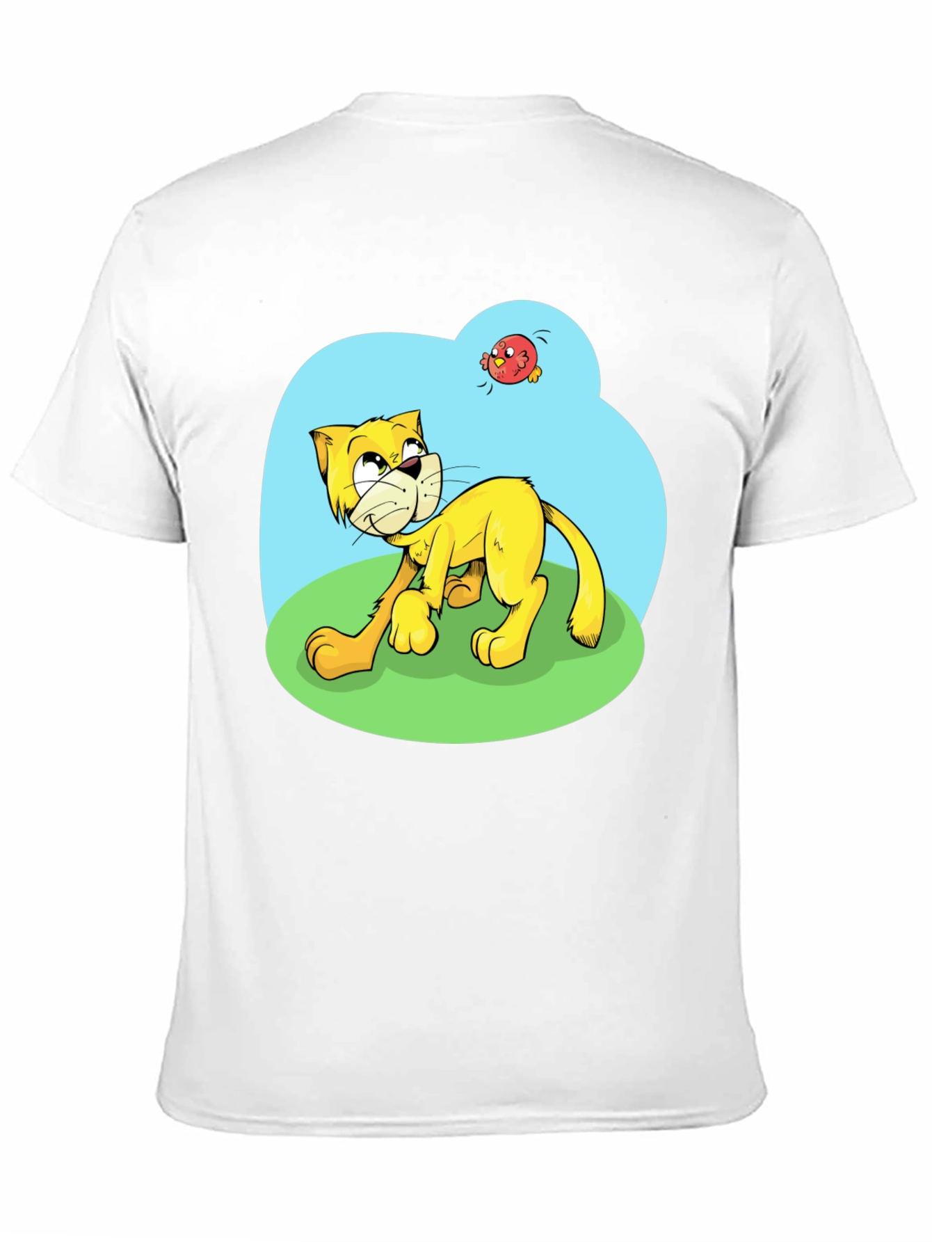 Cartoon Cat Graphic Tee - Black Casual T-Shirt