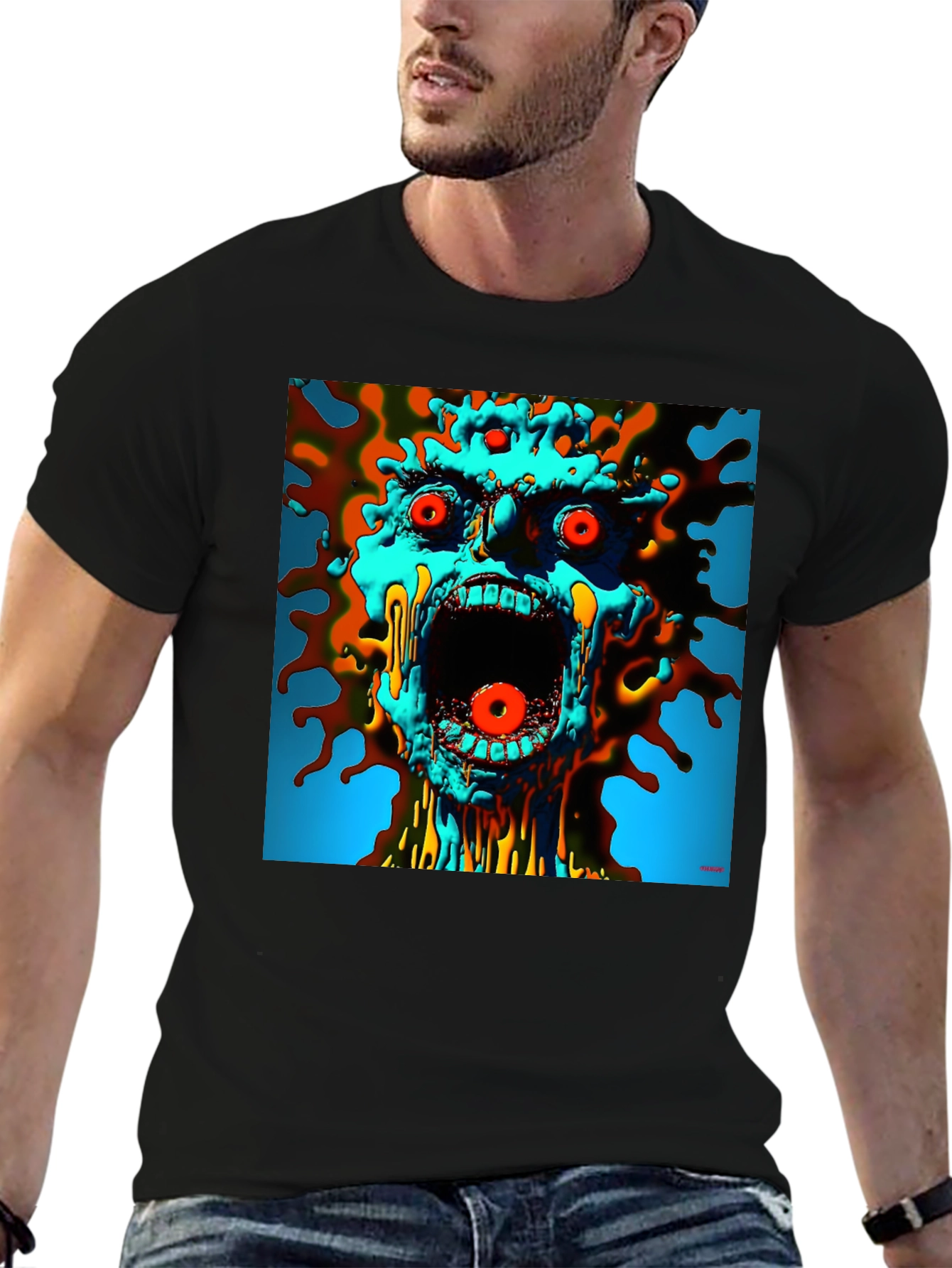 Screaming Monster Graphic Tee - Abstract Art T-Shirt
