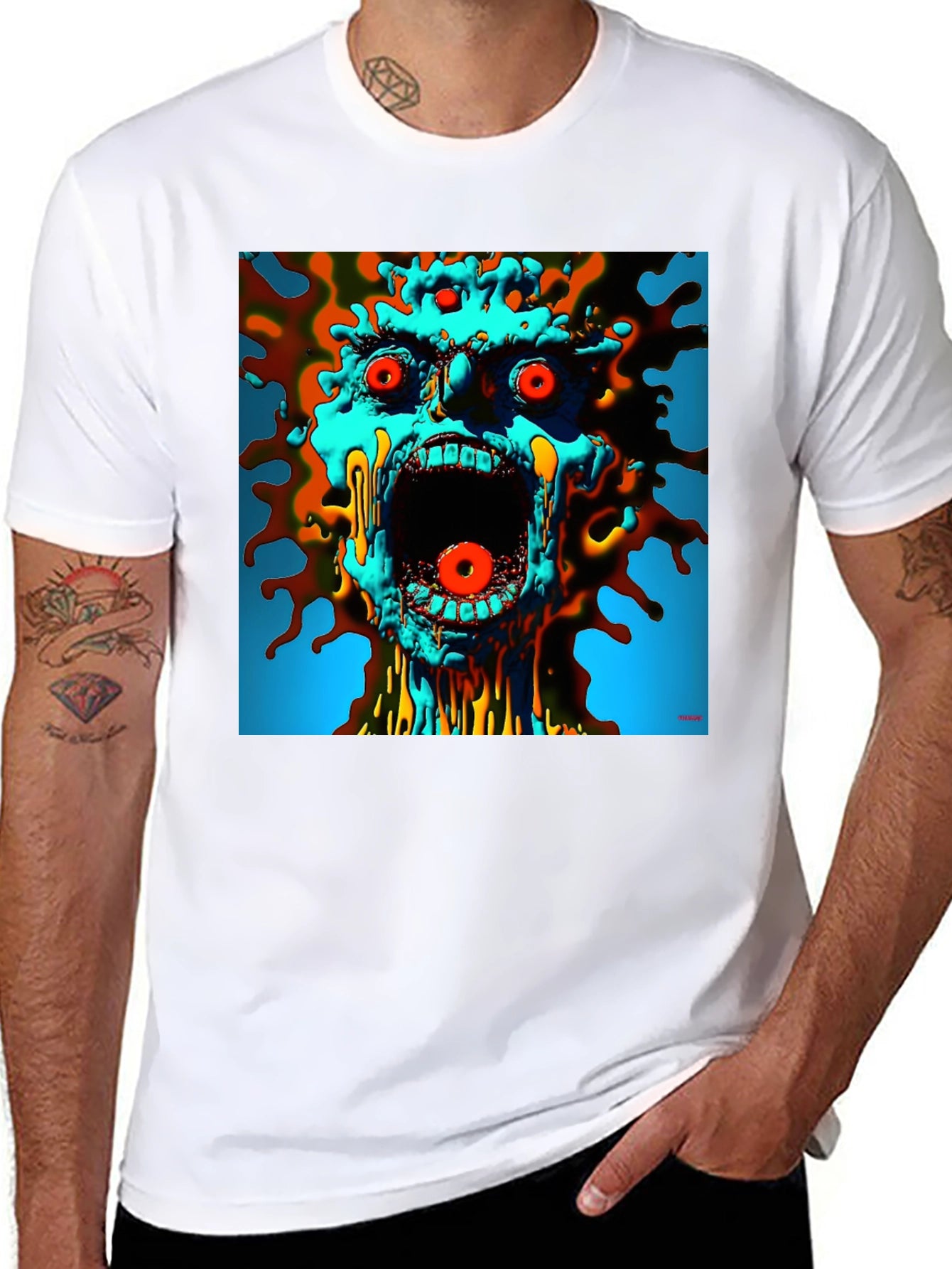 Screaming Monster Graphic Tee - Abstract Art T-Shirt
