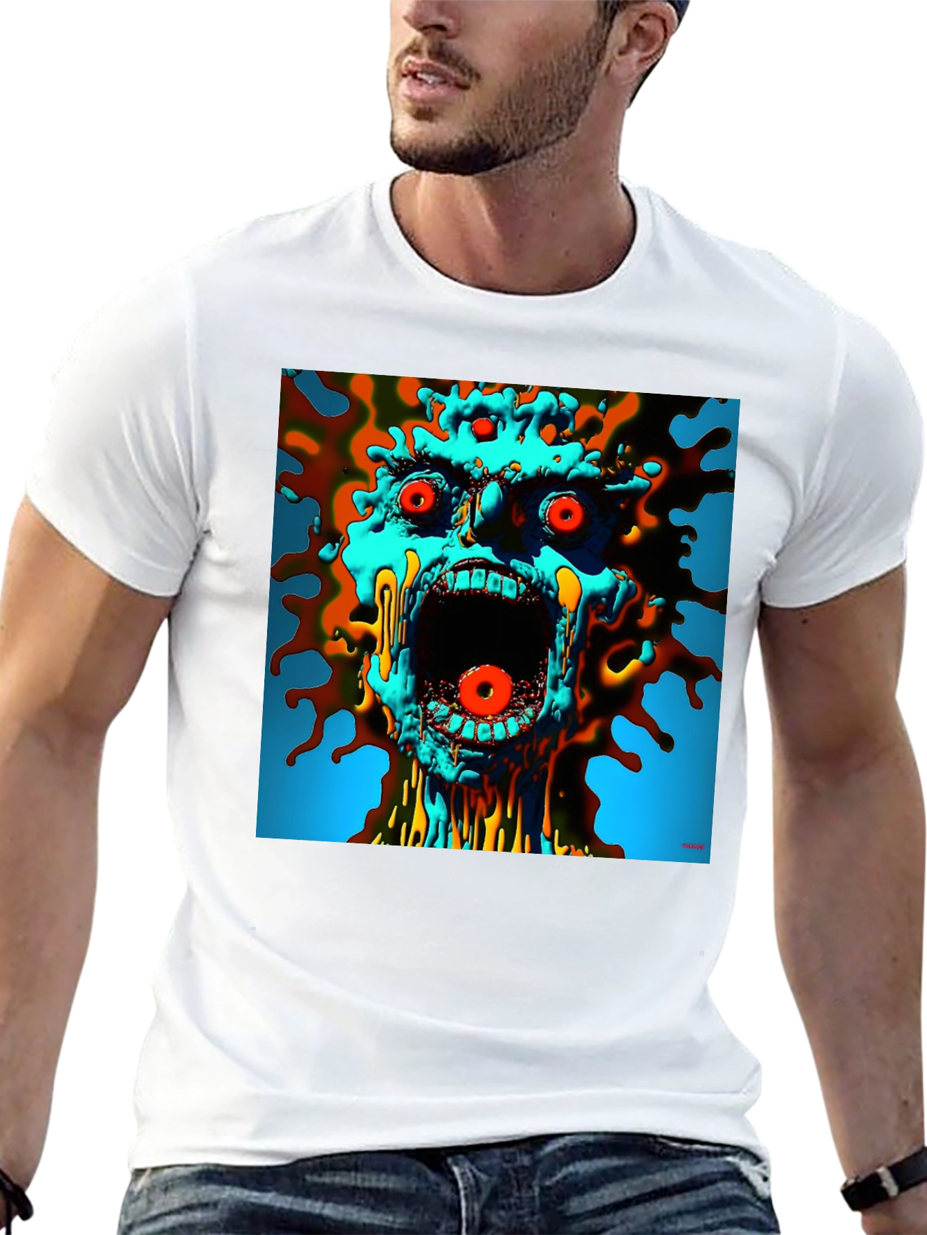 Screaming Monster Graphic Tee - Abstract Art T-Shirt