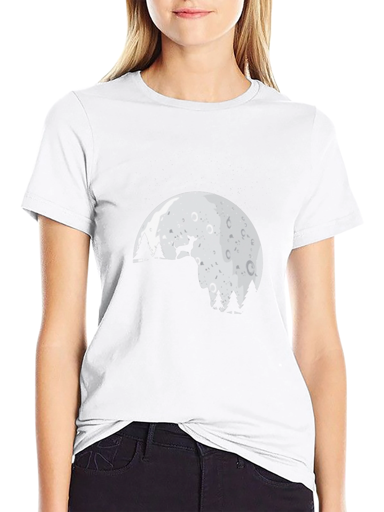 Dog Moon T-Shirt - Cute Canine Silhouette Tee