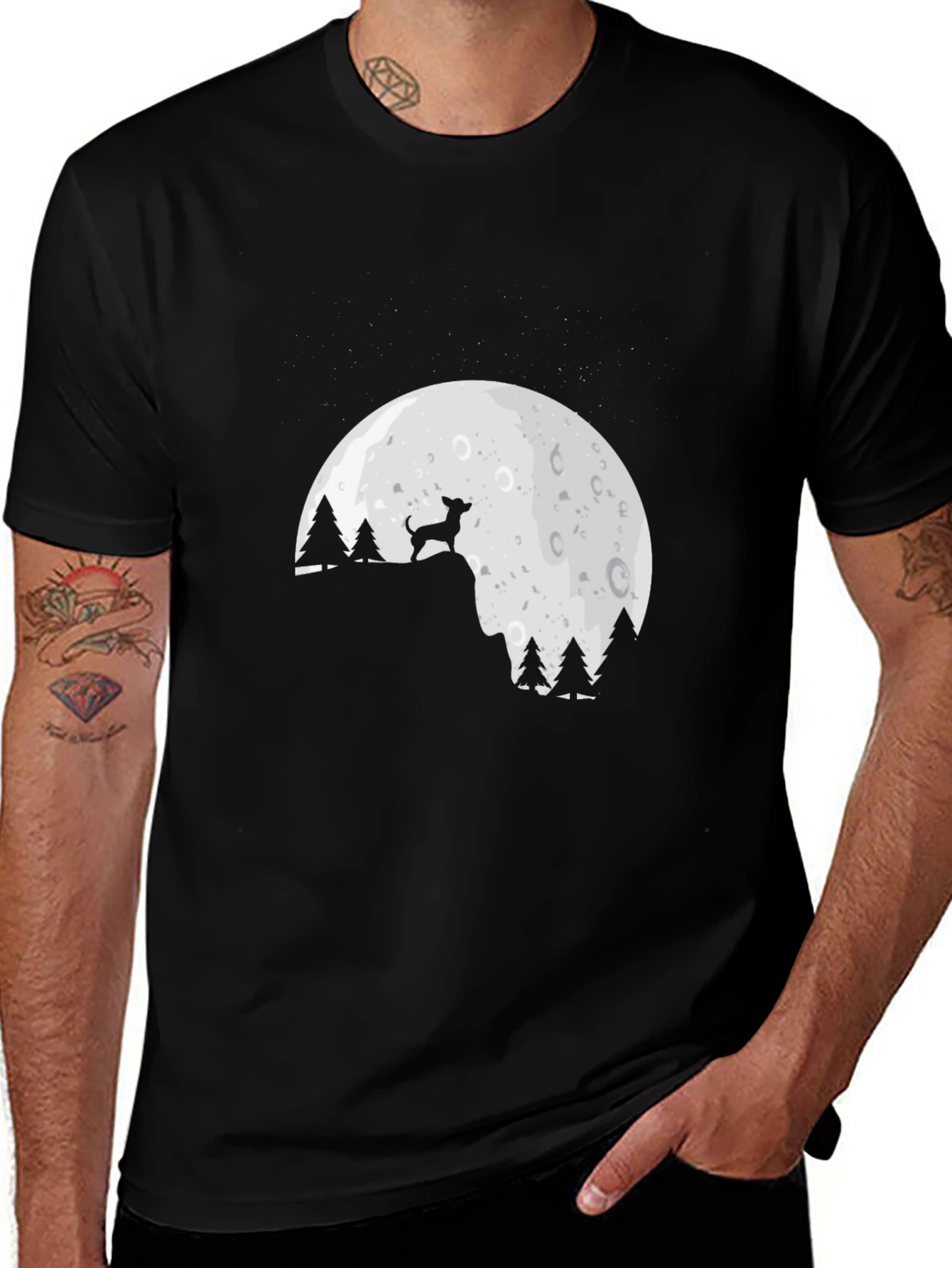Dog Moon T-Shirt - Cute Canine Silhouette Tee