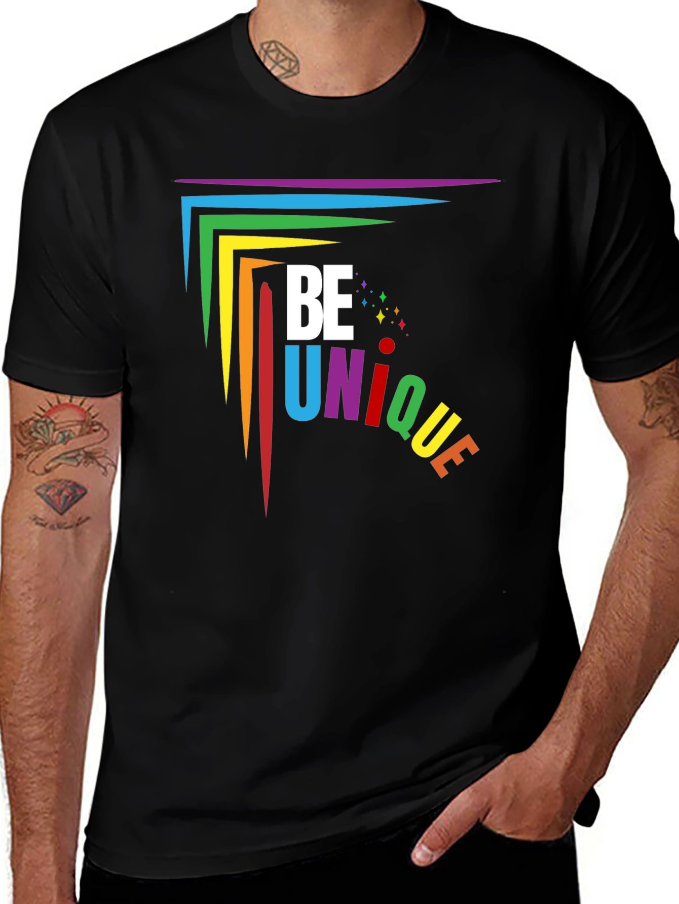 Be Unique Rainbow Graphic T-Shirt