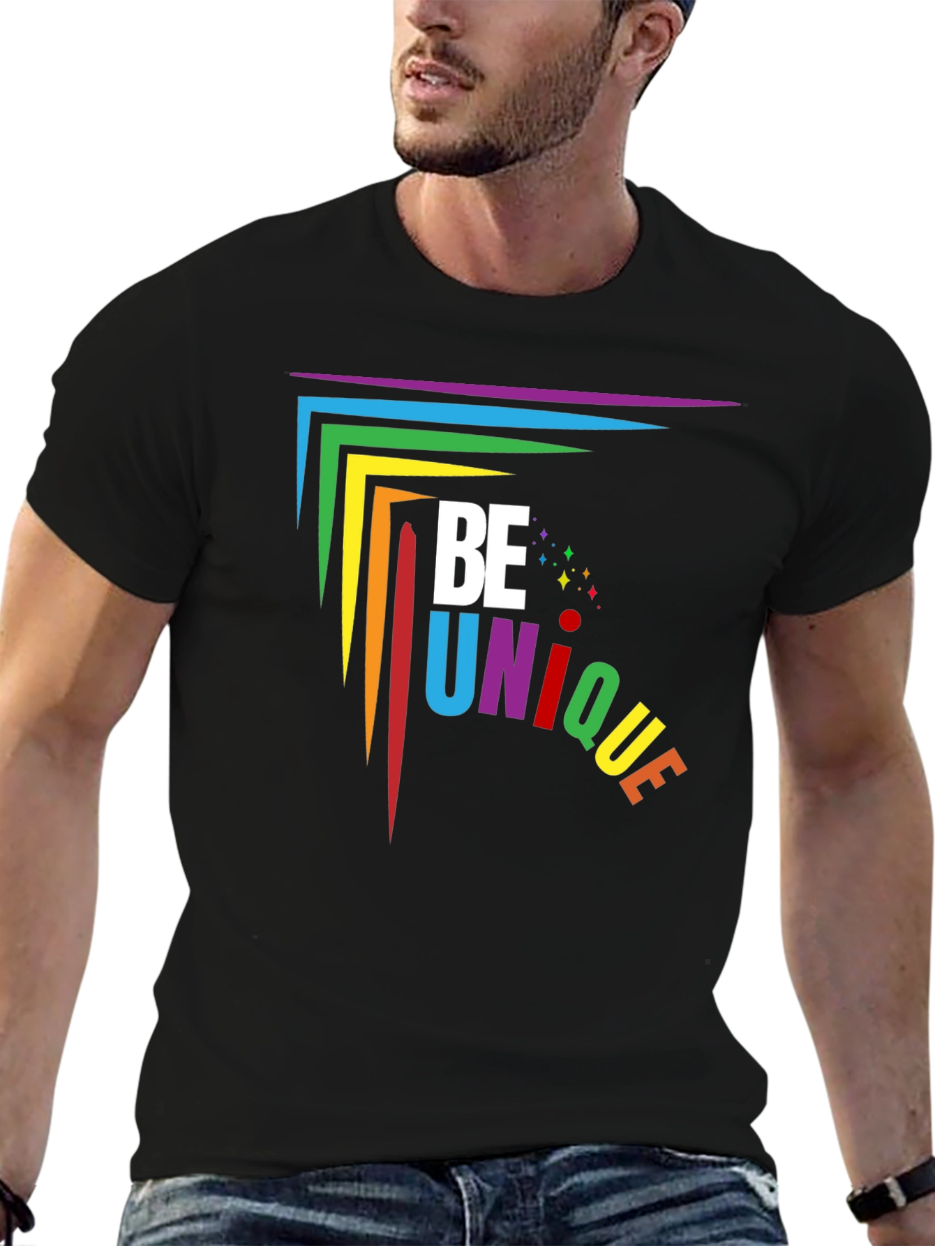 Be Unique Rainbow Graphic T-Shirt