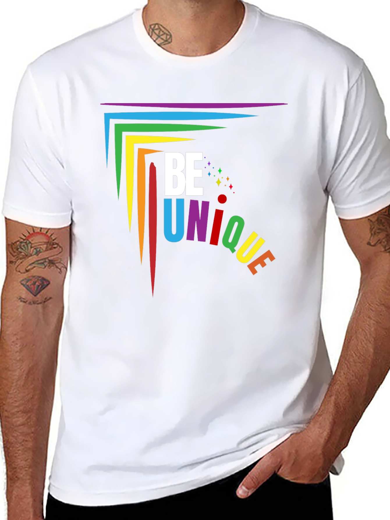 Be Unique Rainbow Graphic T-Shirt