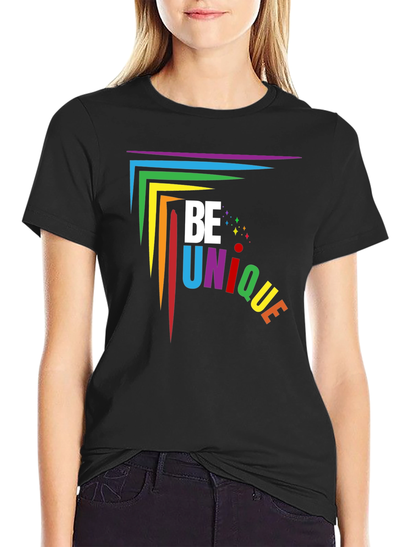 Be Unique Rainbow Graphic T-Shirt