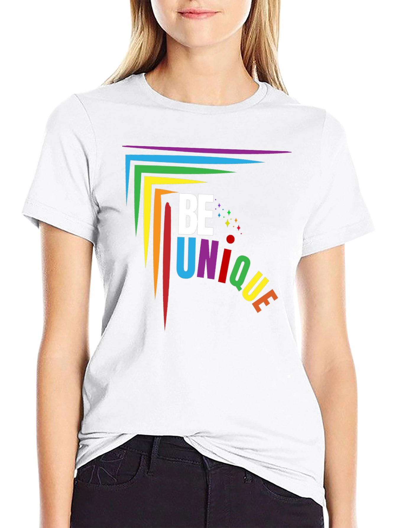 Be Unique Rainbow Graphic T-Shirt