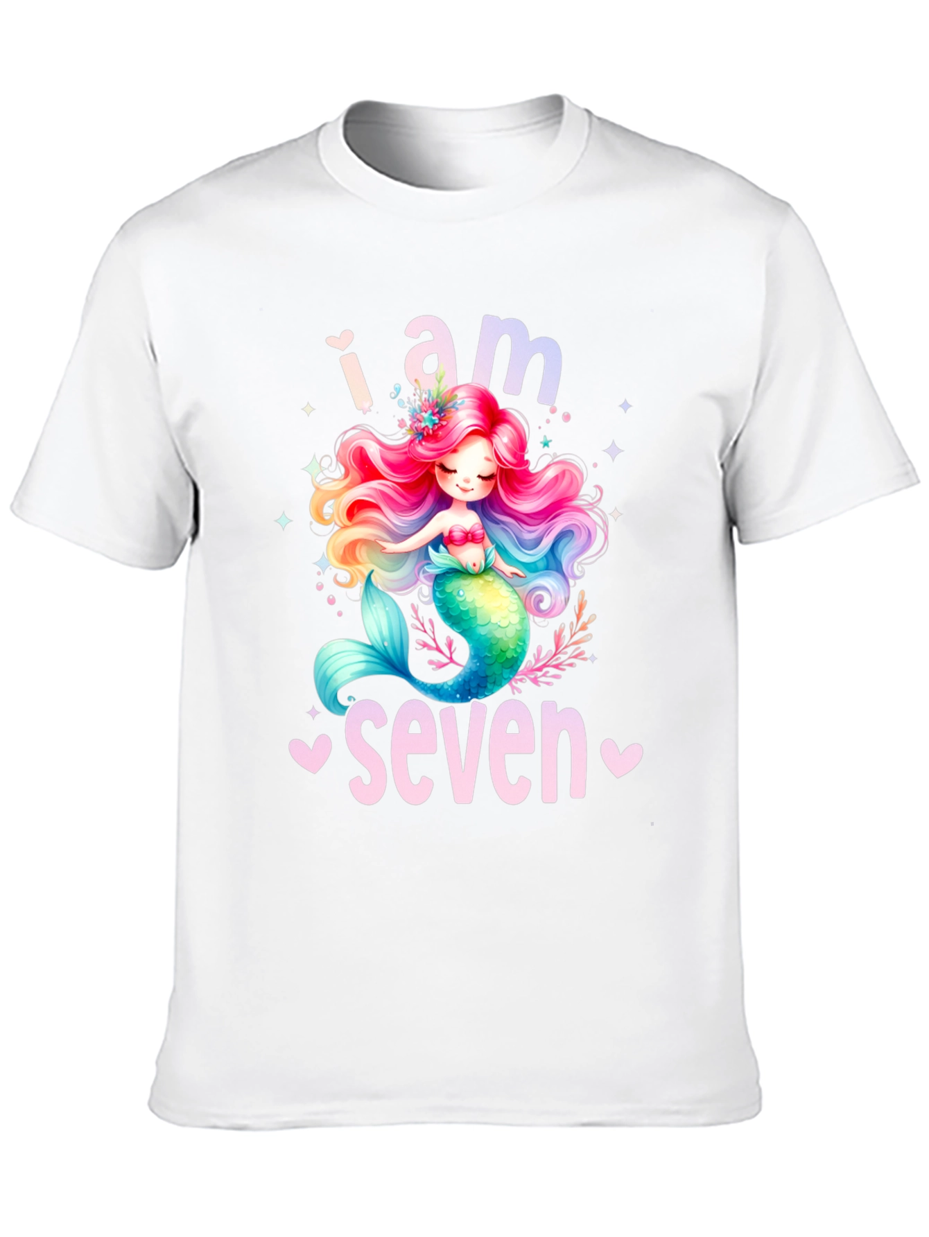 Mermaid Birthday Girl T-Shirt - I am Seven