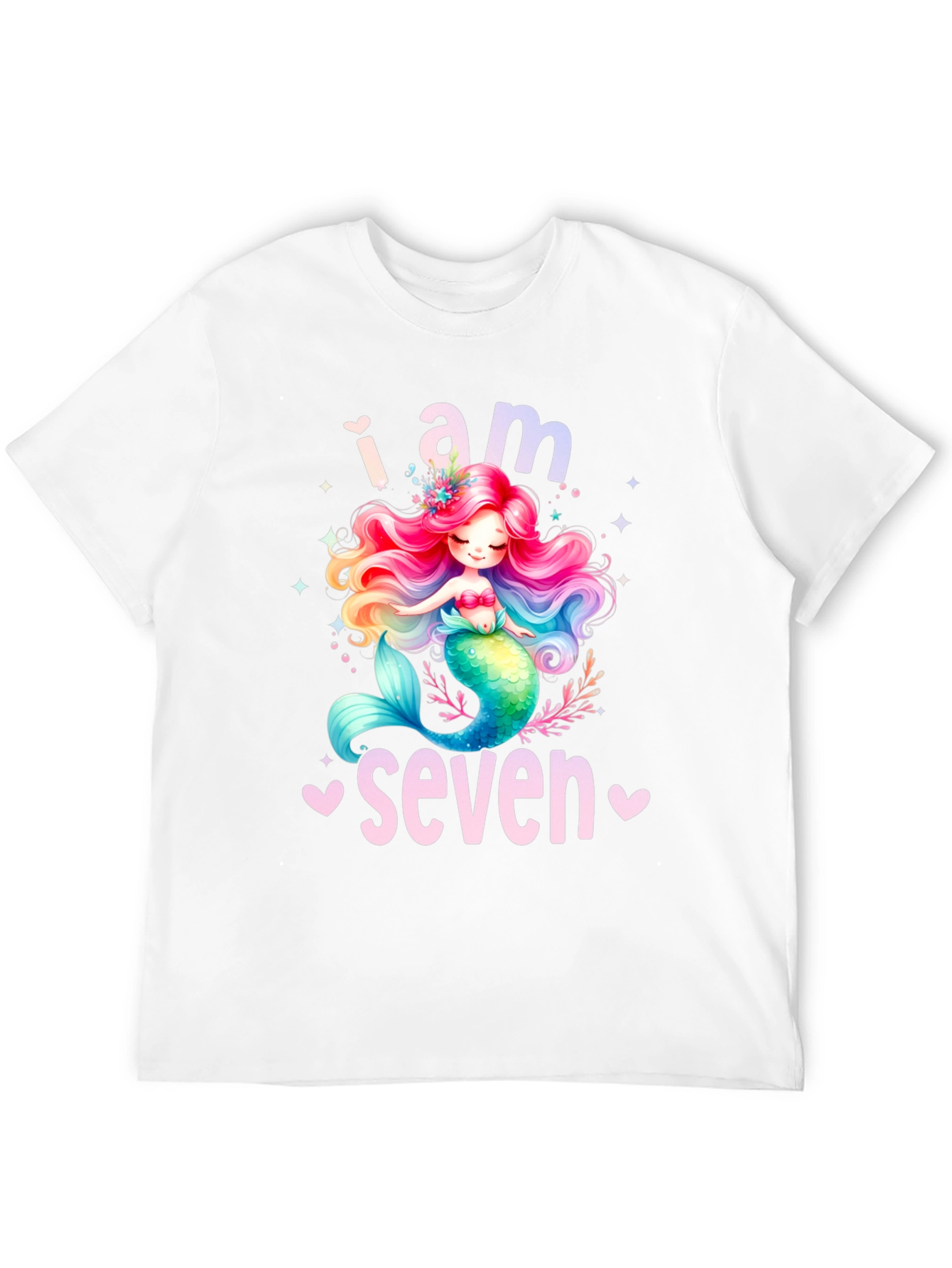 Mermaid Birthday Girl T-Shirt - I am Seven