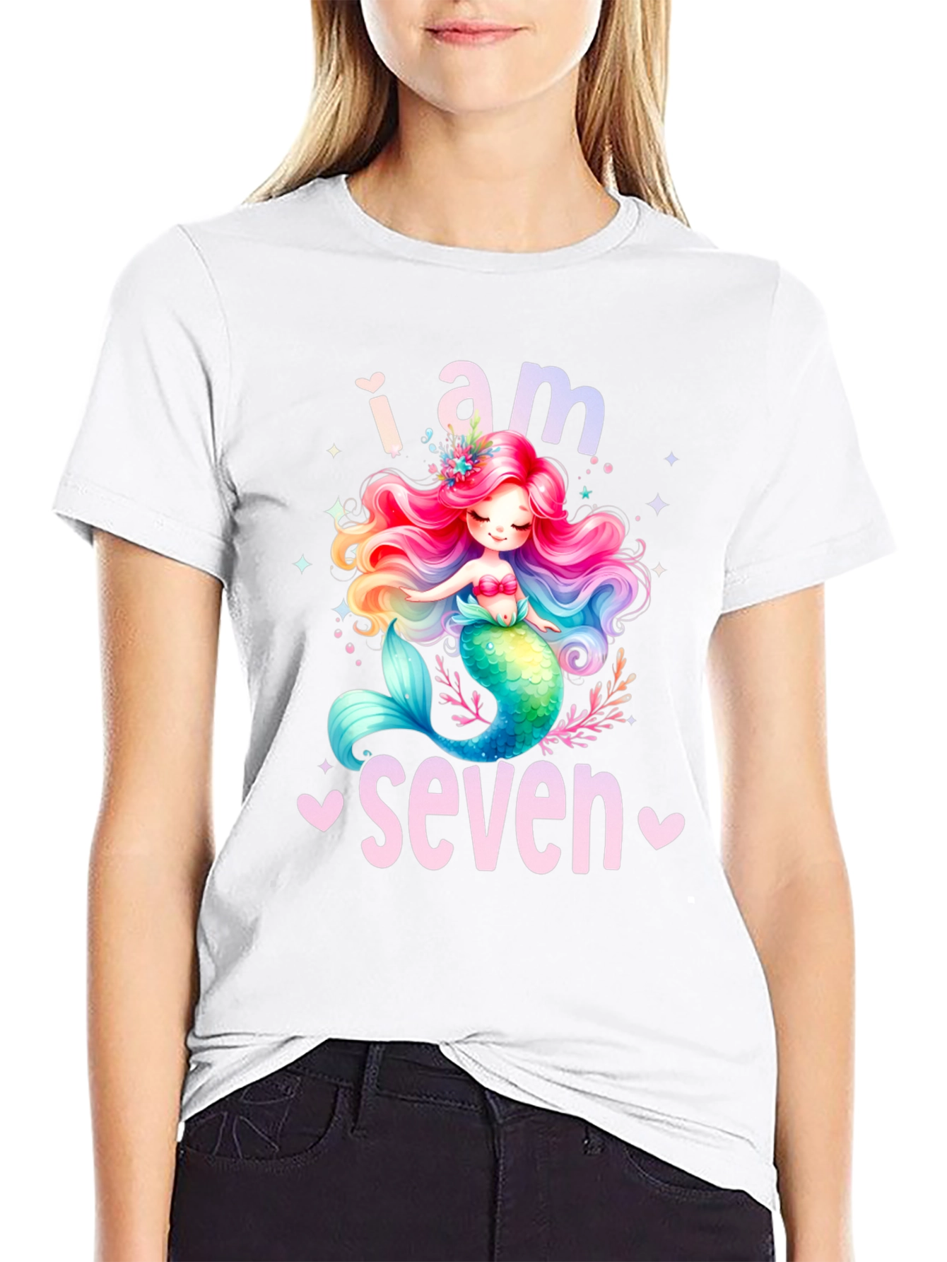 Mermaid Birthday Girl T-Shirt - I am Seven