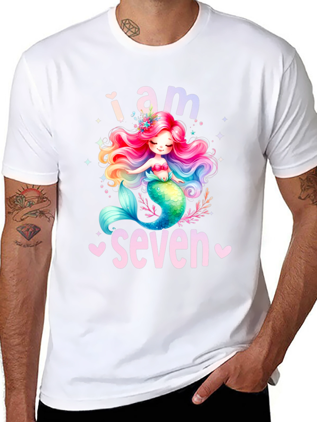 Mermaid Birthday Girl T-Shirt - I am Seven