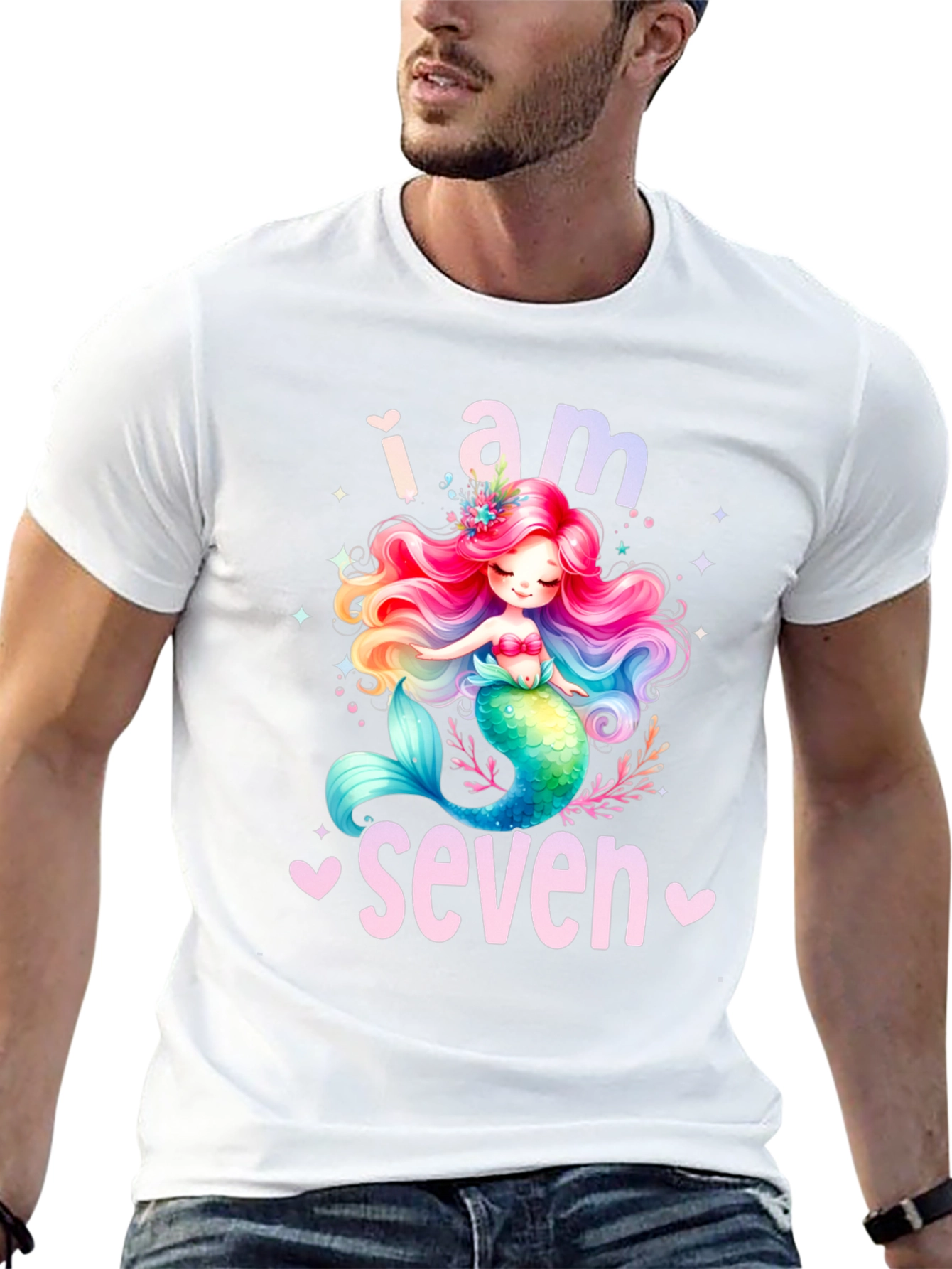 Mermaid Birthday Girl T-Shirt - I am Seven