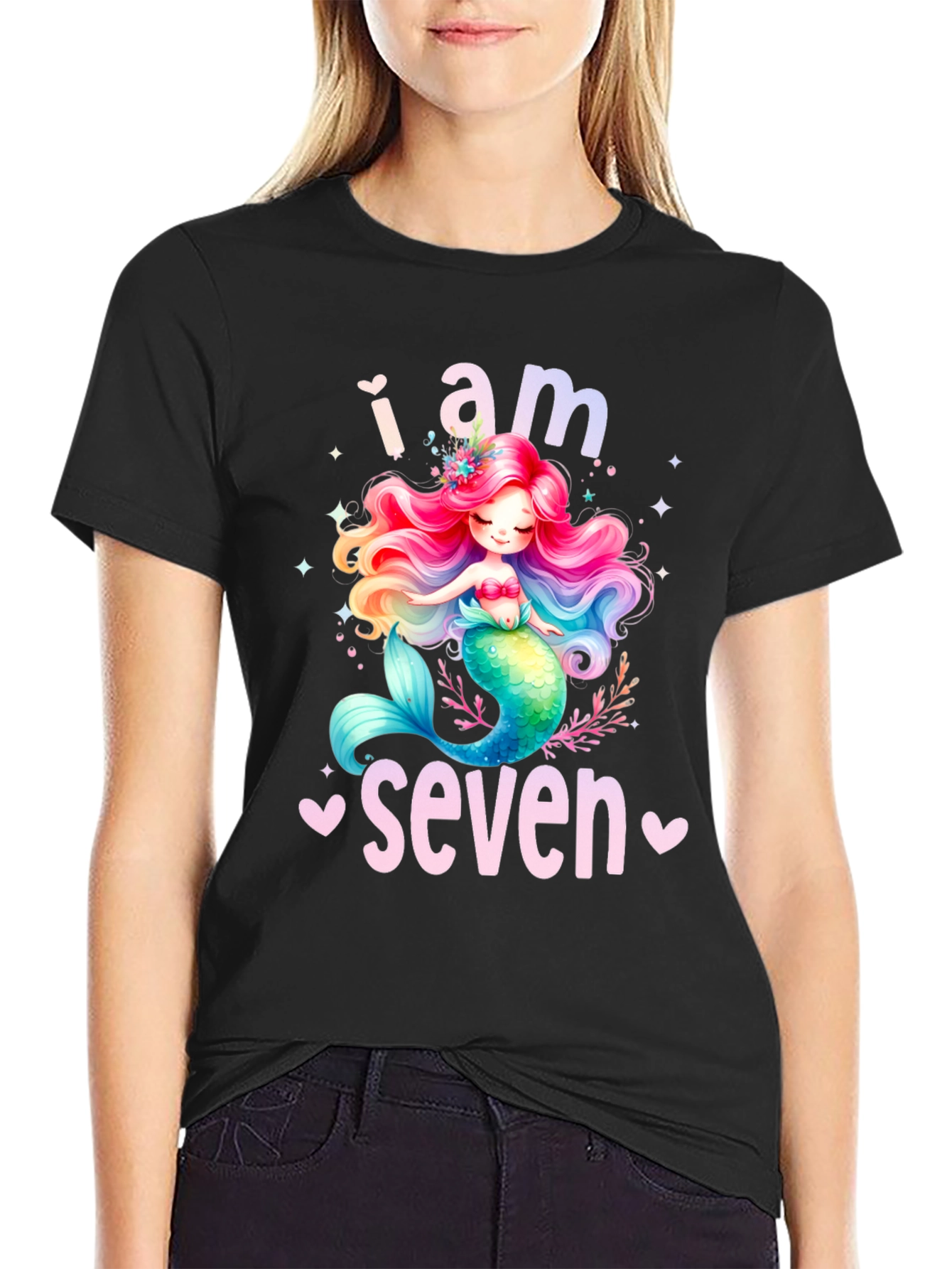 Mermaid Birthday Girl T-Shirt - I am Seven