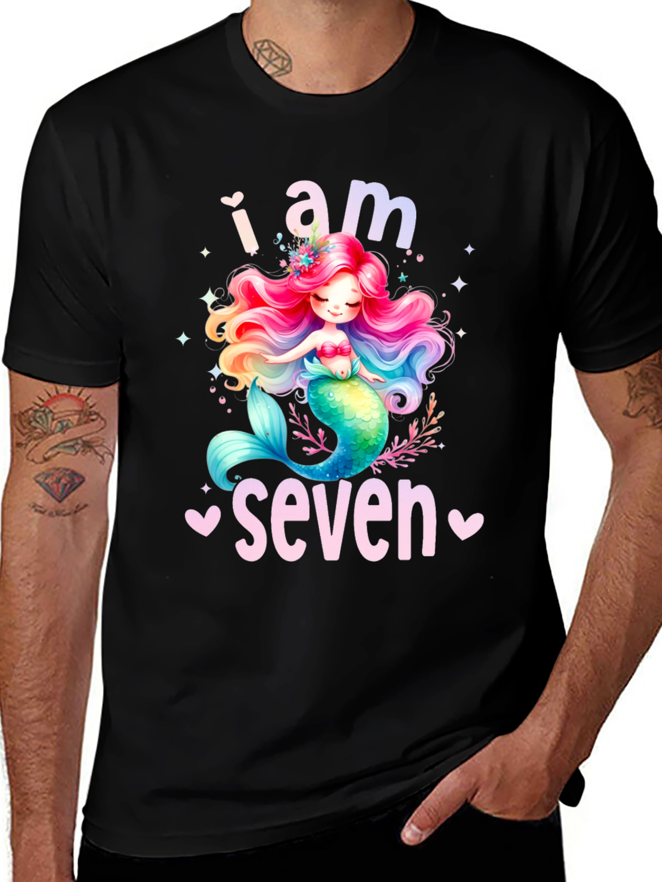 Mermaid Birthday Girl T-Shirt - I am Seven