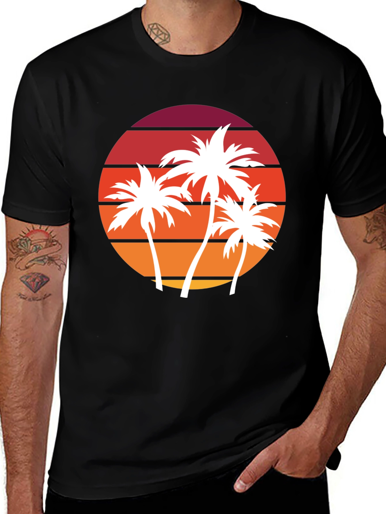 Retro Sunset Palm Tree Graphic Tee