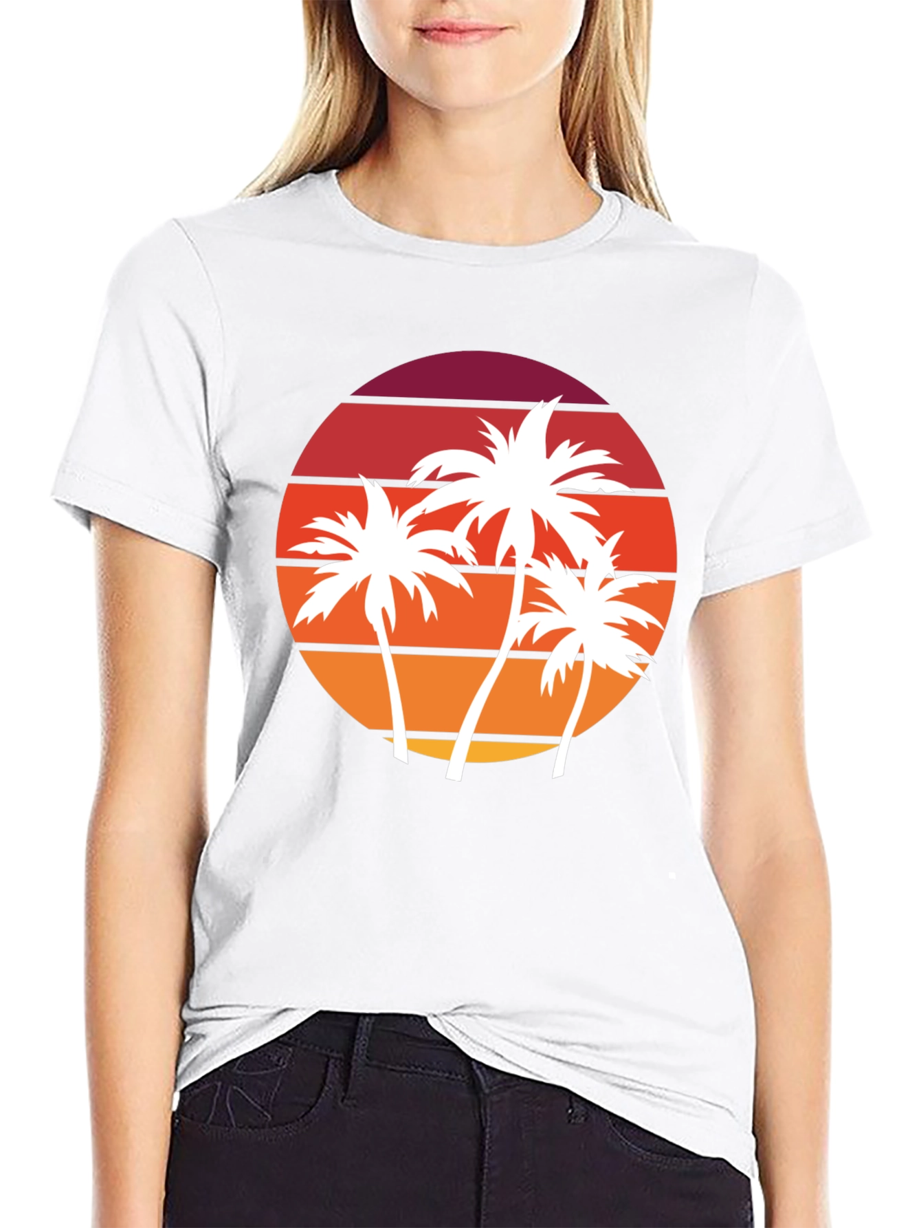 Retro Sunset Palm Tree Graphic Tee