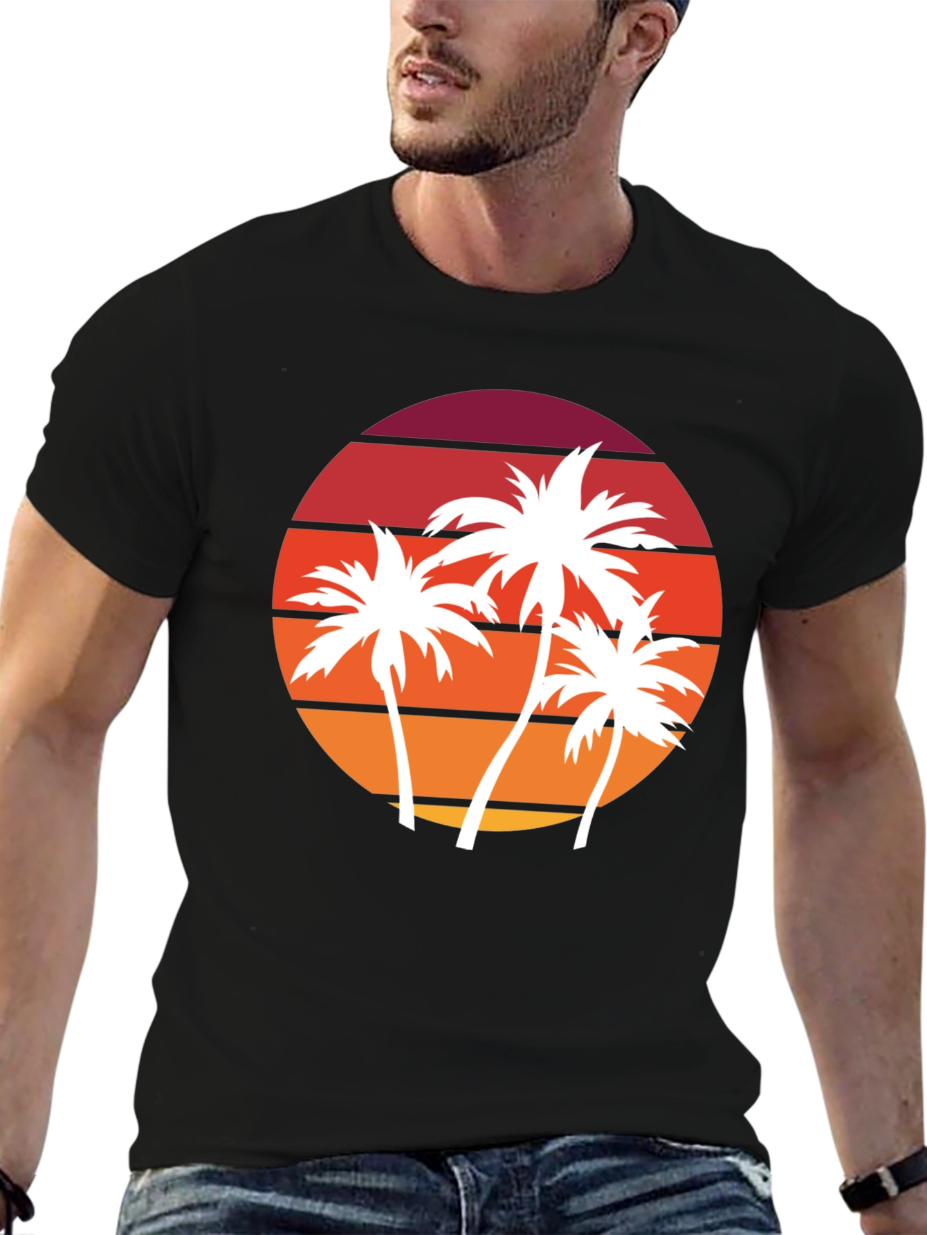 Retro Sunset Palm Tree Graphic Tee