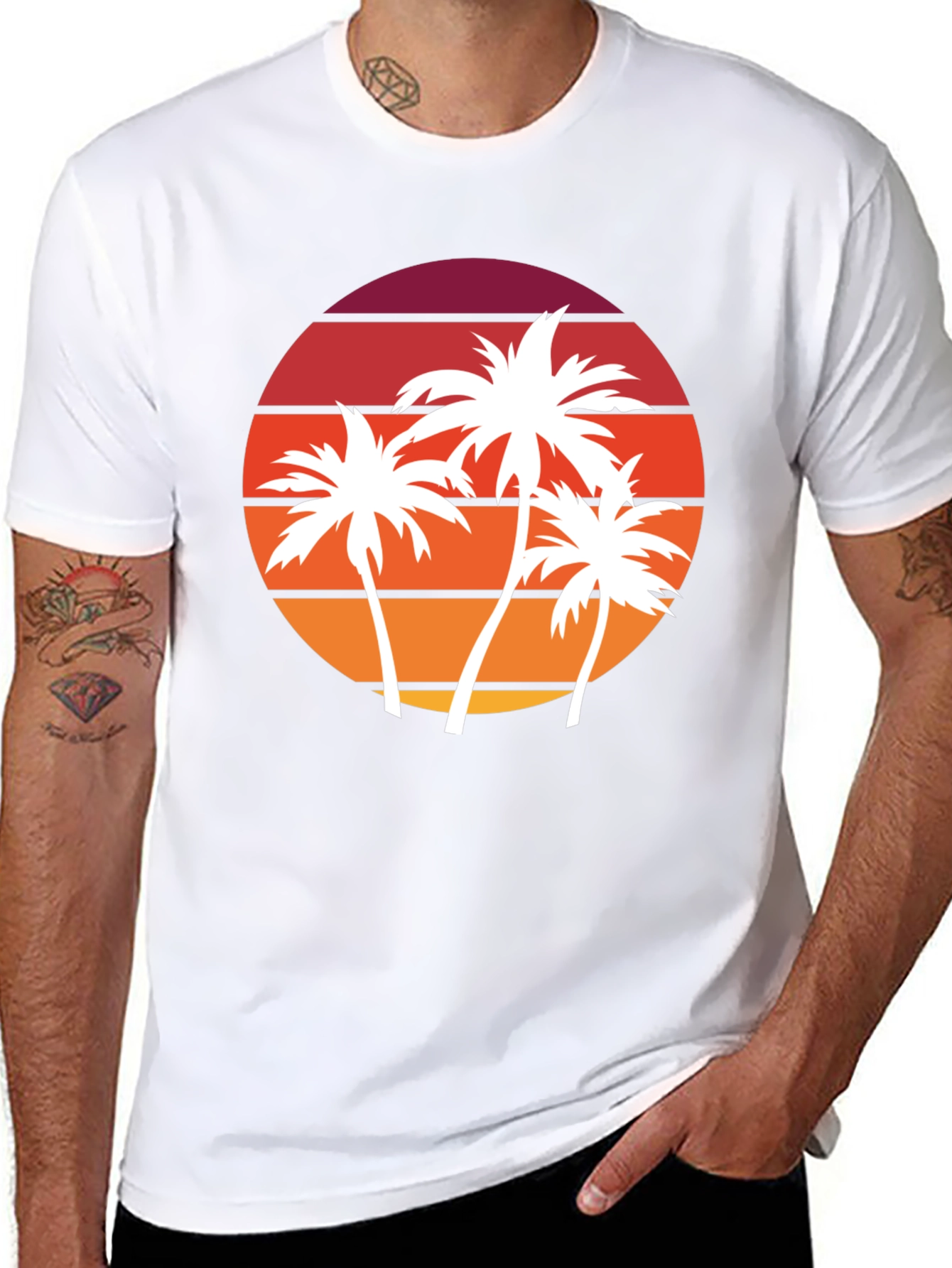Retro Sunset Palm Tree Graphic Tee