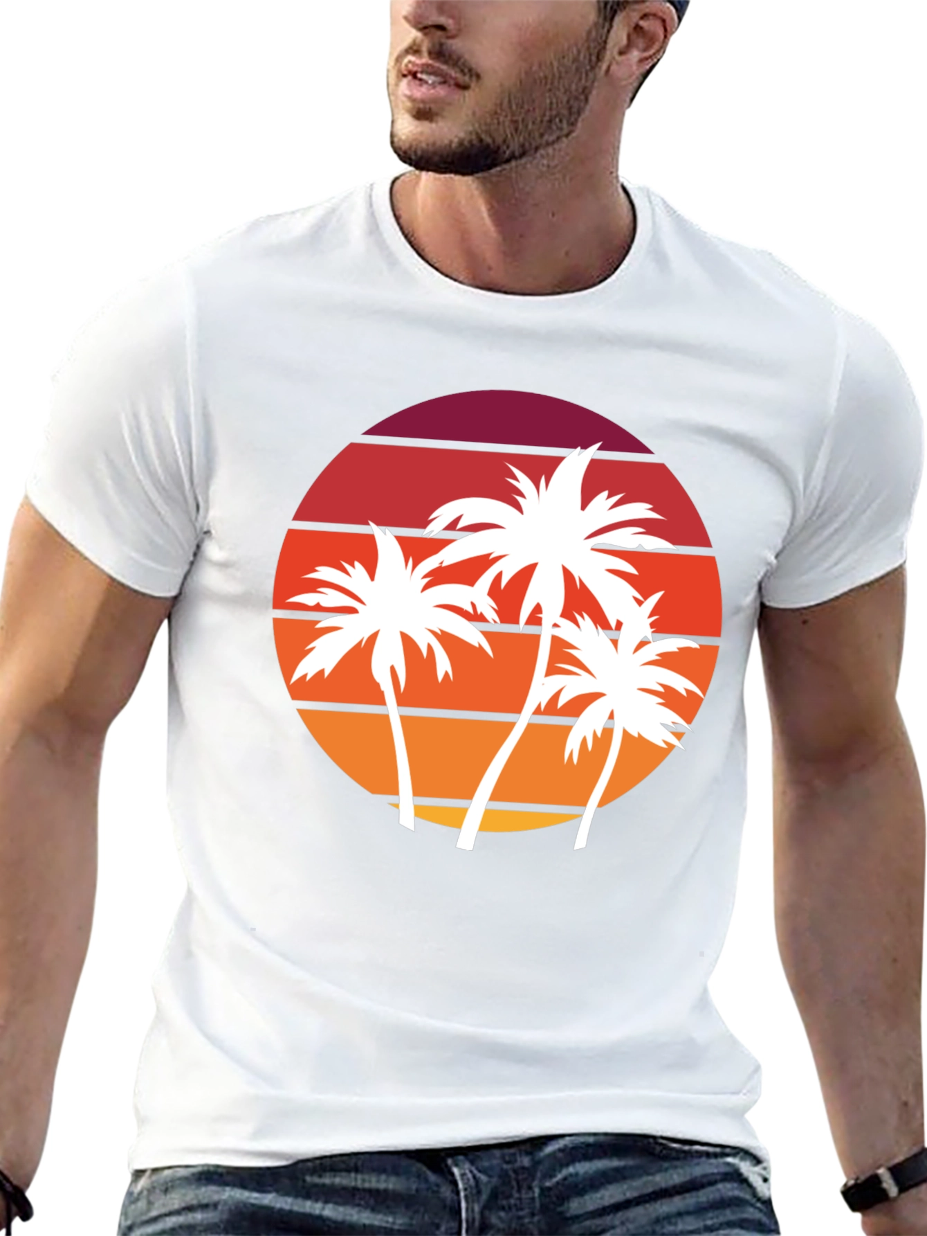 Retro Sunset Palm Tree Graphic Tee