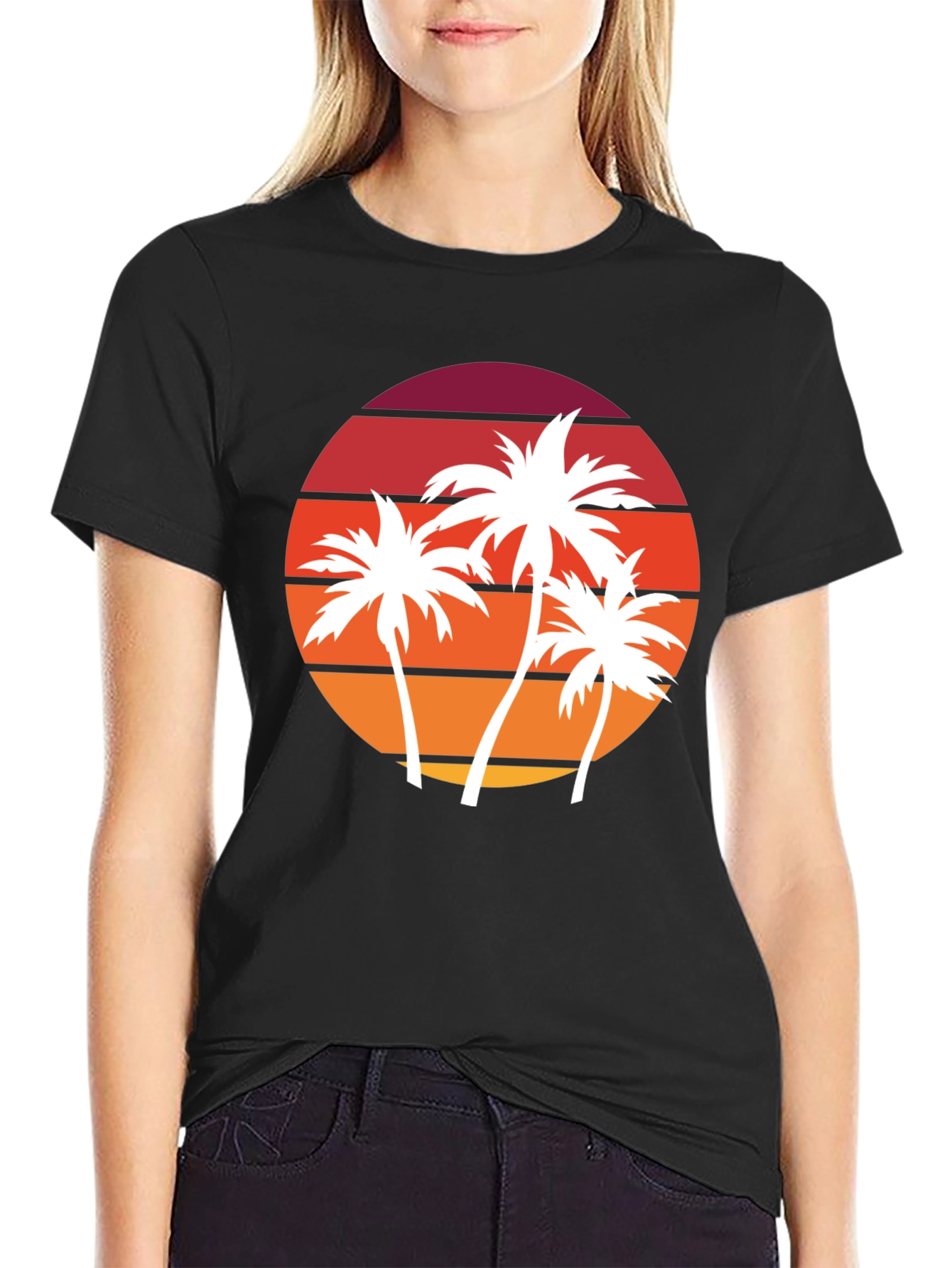 Retro Sunset Palm Tree Graphic Tee